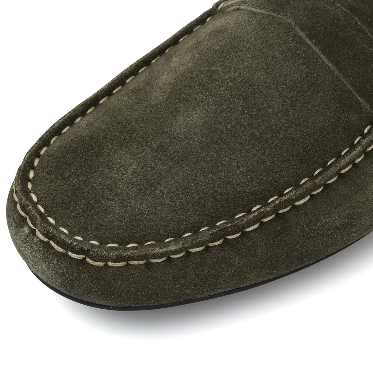 Mocassini loafer verdi da Uomo in pelle effetto scamosciato Primopiano - Image 2