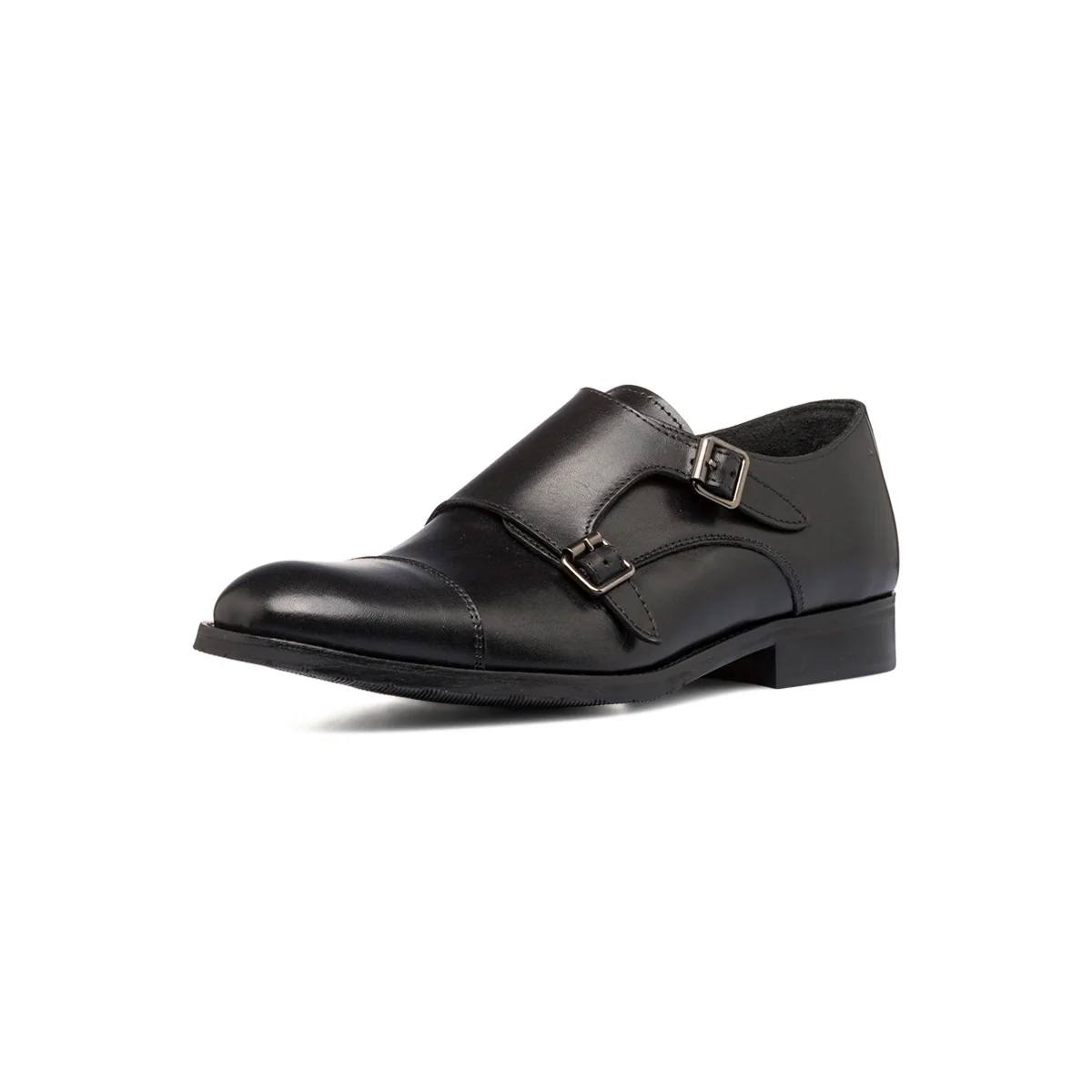 Scarpe monk-strap nere eleganti in pelle con chiusura a doppia fibbia da uomo Primopiano - Image 5