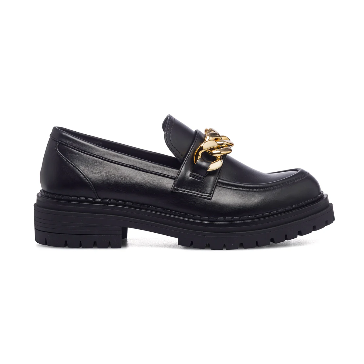 Mocassini neri da donna con maxi-catena Swish Jeans