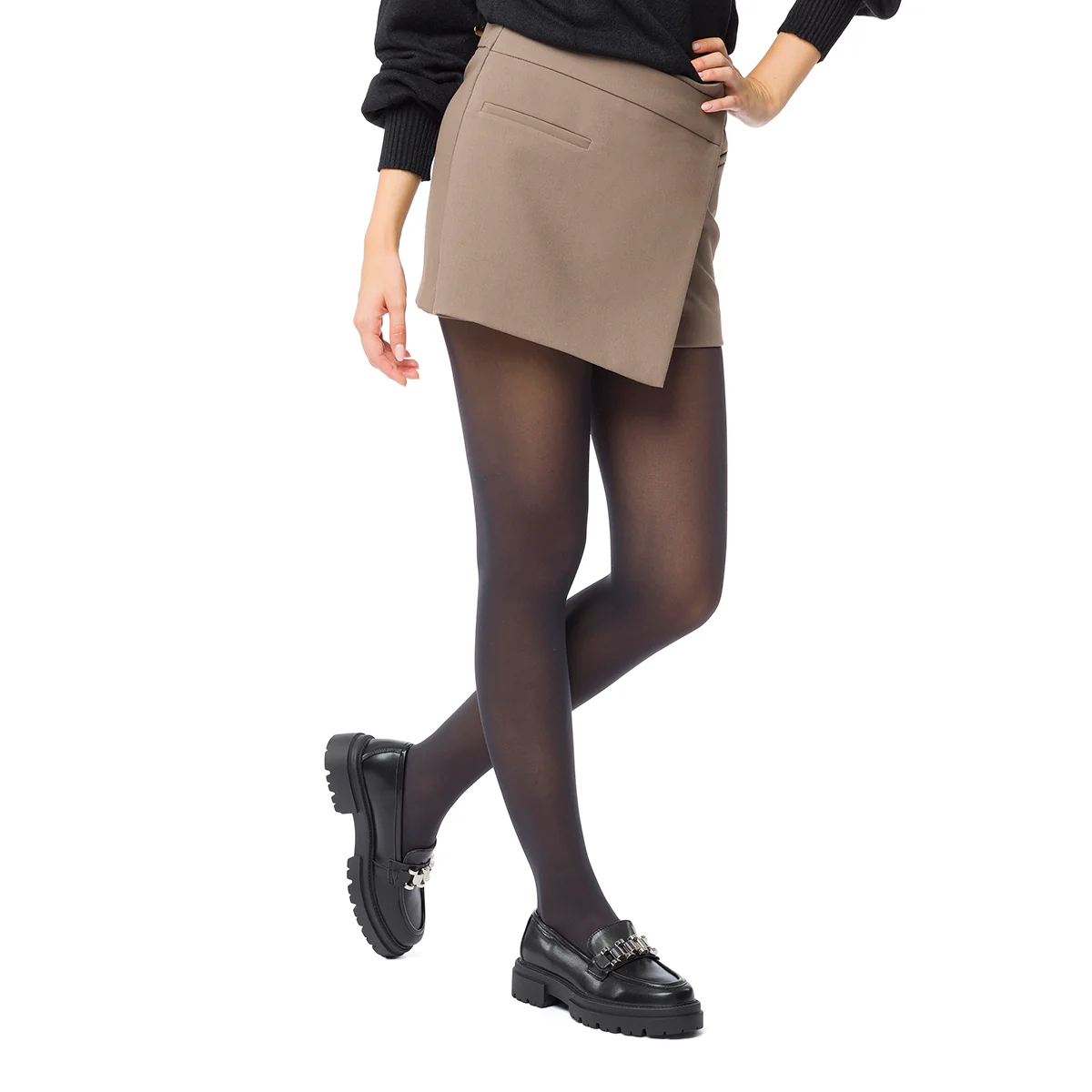 Mocassini neri da donna con suola chunky e morsetto Swish Jeans - Image 2
