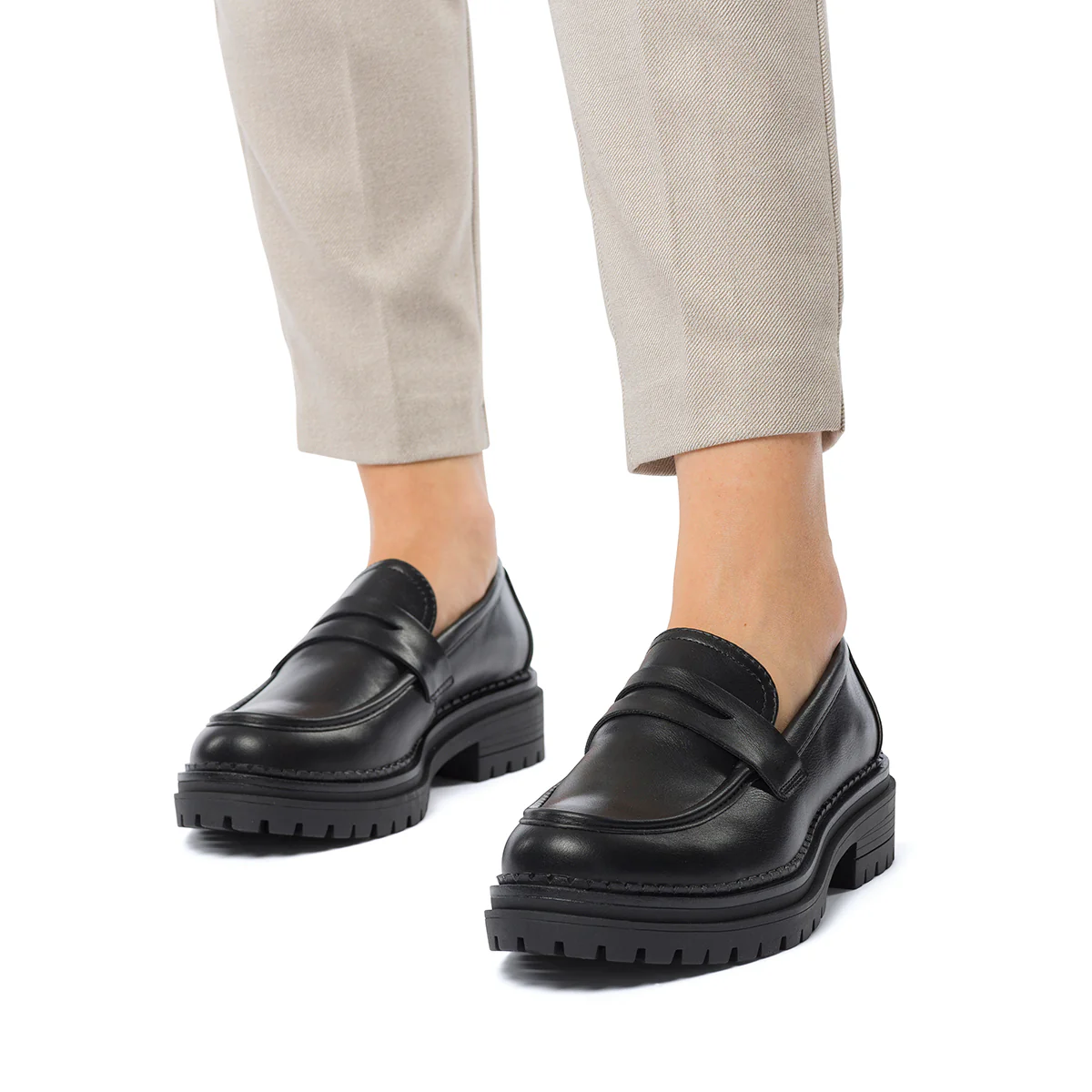 Mocassini neri da donna con suola chunky Swish Jeans