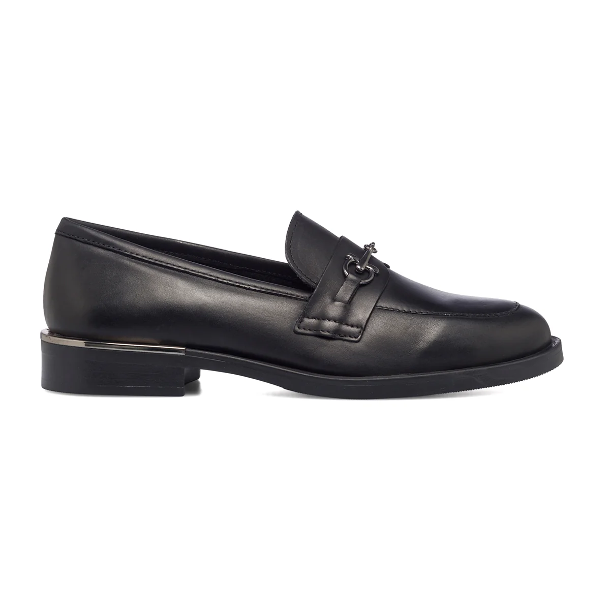 Mocassini neri in pelle da donna con morsetto P Essentials