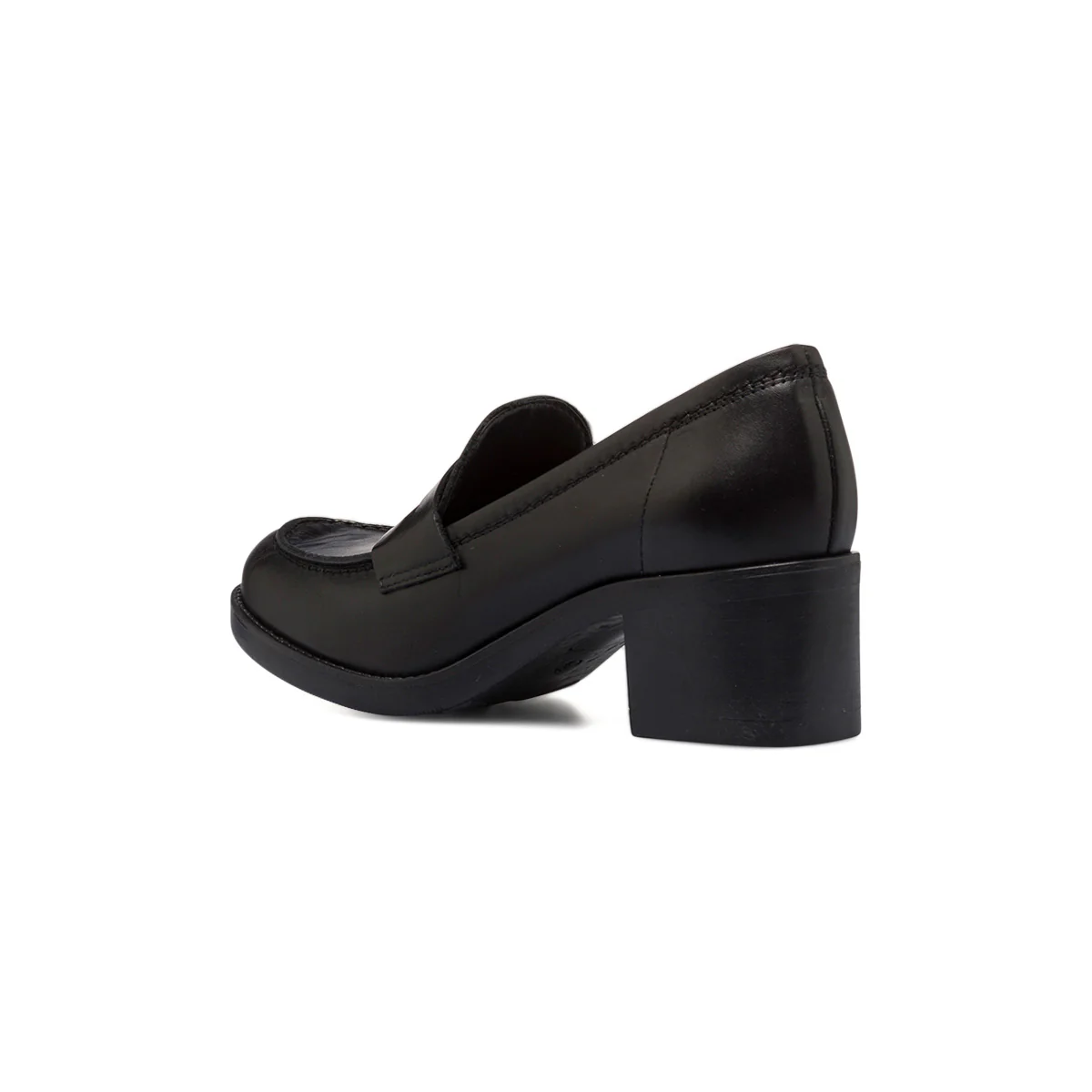 Mocassini neri in pelle da donna con tacco a blocco 6 cm P Essentiials - Image 3