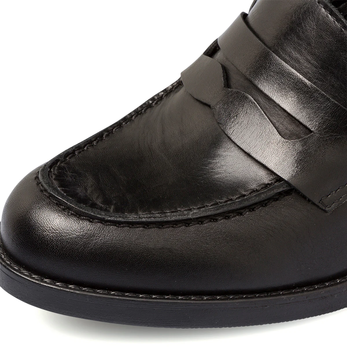 Mocassini neri in pelle da donna con tacco a blocco 6 cm P Essentiials - Image 5