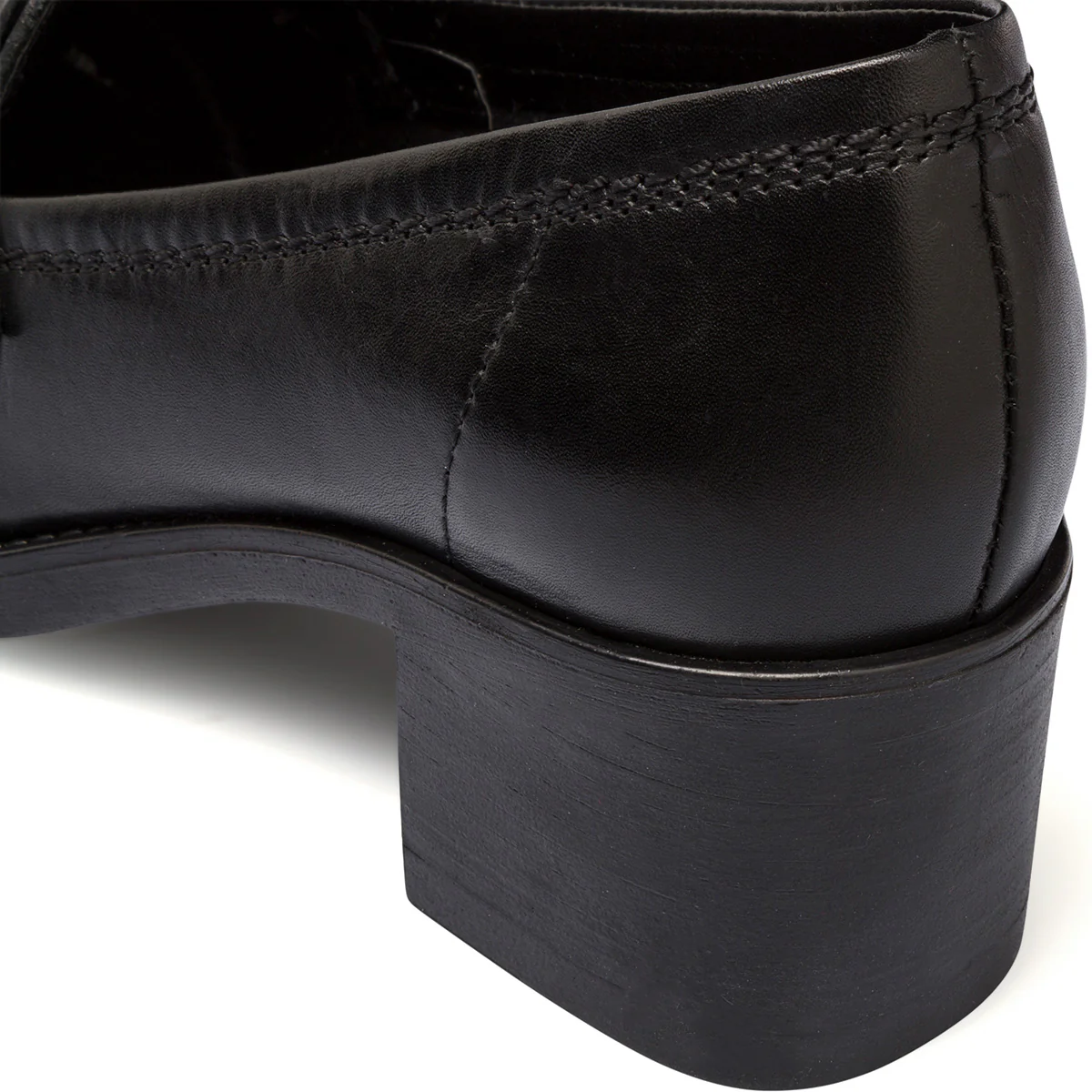 Mocassini neri in pelle da donna con tacco a blocco 6 cm P Essentiials - Image 6