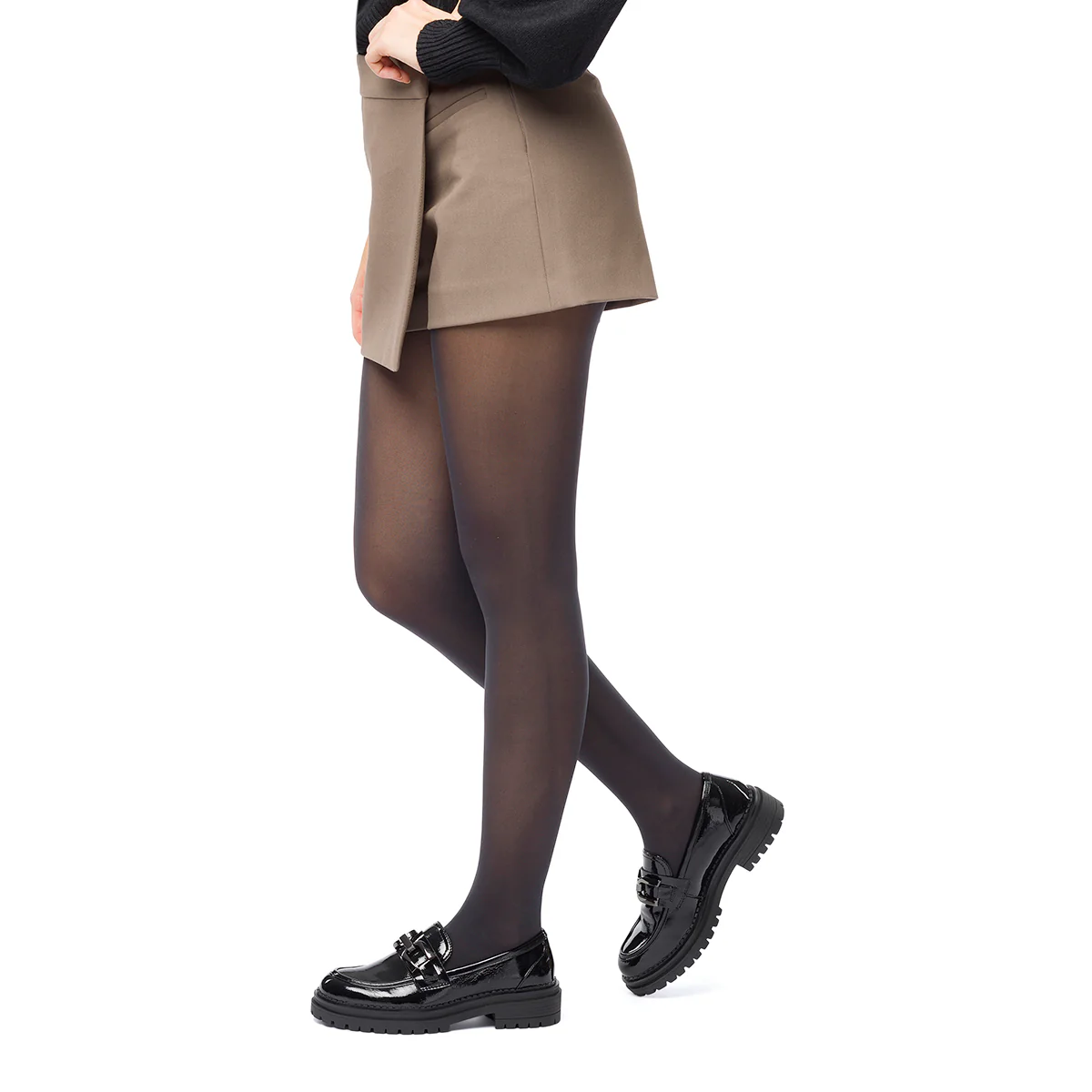 Mocassini neri in vernice da donna con suola chunky e morsetto Swish Jeans - Image 3