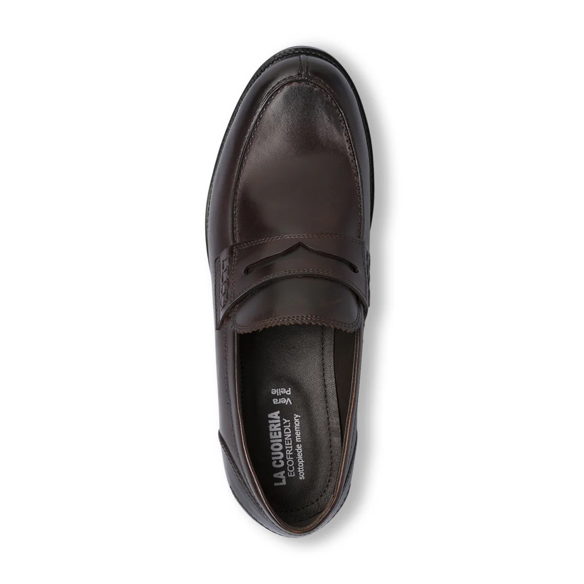Mocassini Penny Loafer in pelle da uomo marroni La Cuoieria - Image 5