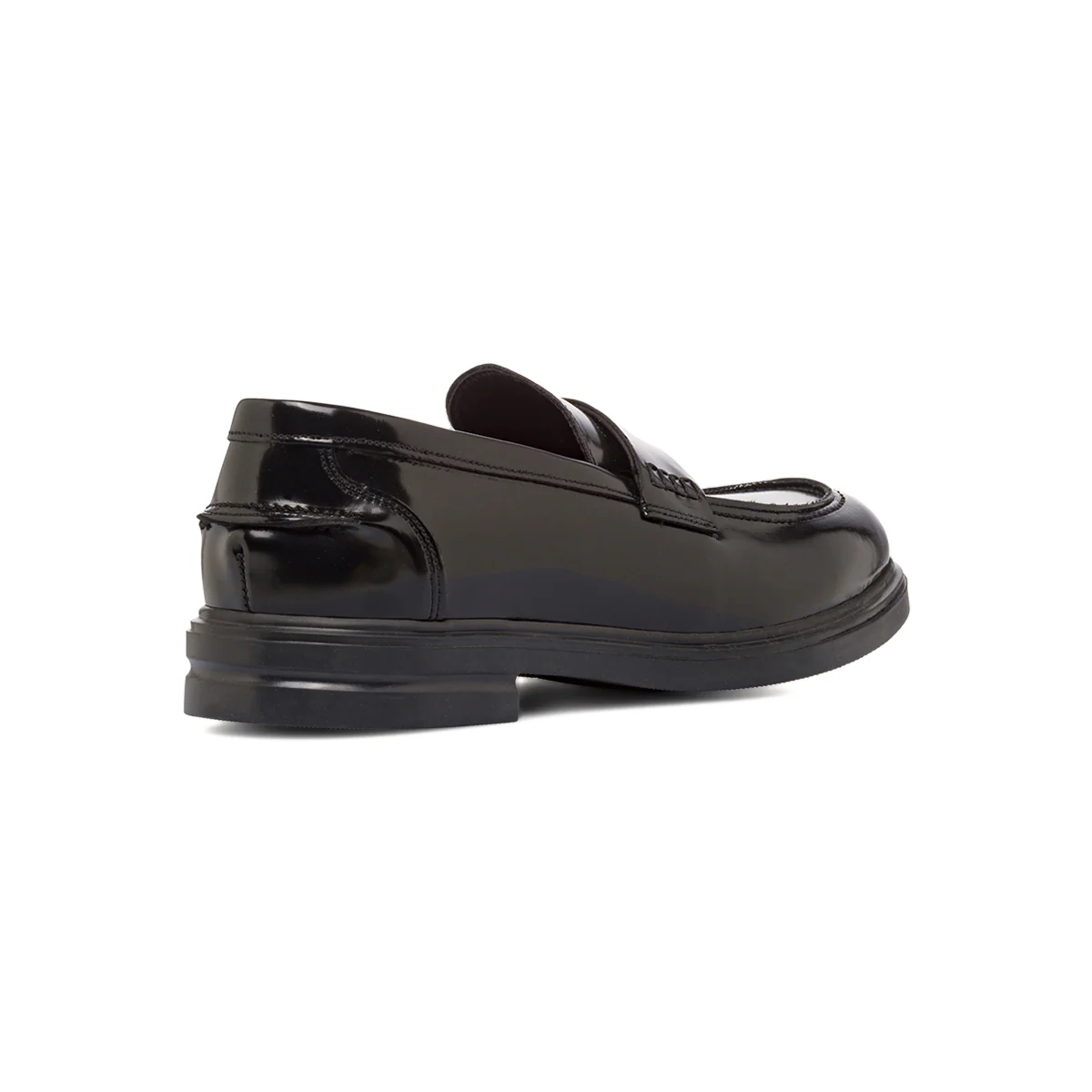 Mocassini Penny Loafer neri da Uomo in pelle lucida Primopiano - Image 3