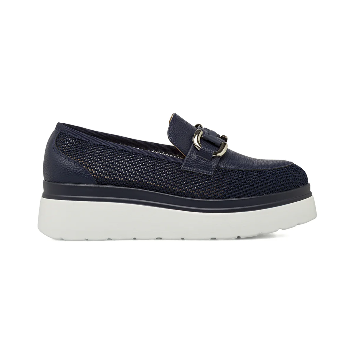 Mocassini platform blu da Donna con morsetto argentato Lora Ferres