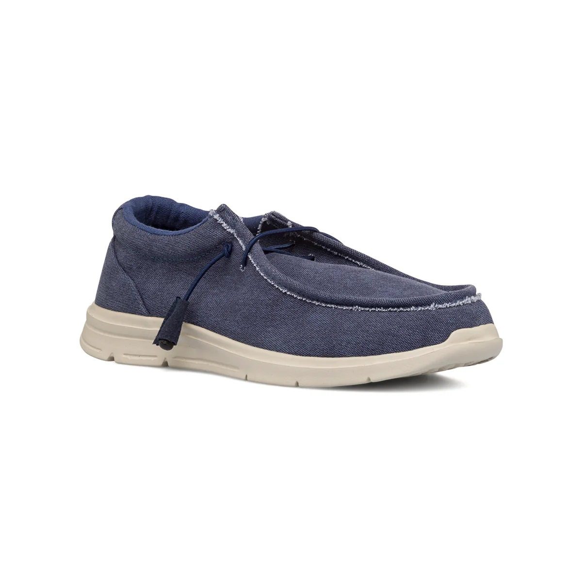 Mocassini Slip-on Blu navy in tessuto effetto Jeans da Uomo Jog - Image 3