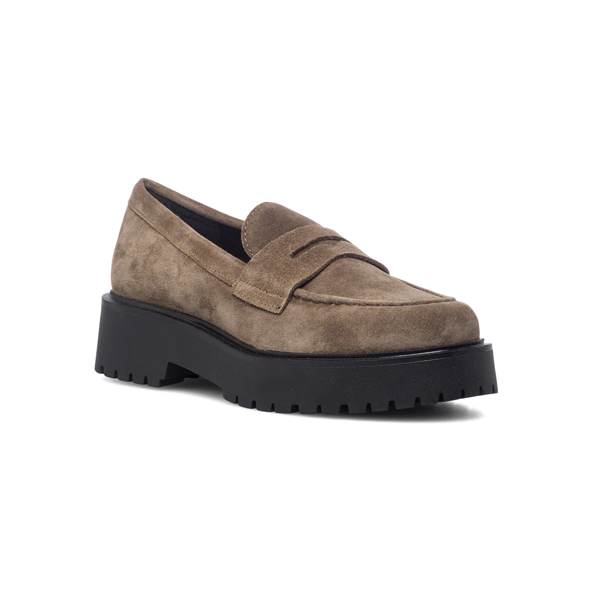 Mocassini taupe in pelle scamosciata con suola chunky Primopiano - Image 2