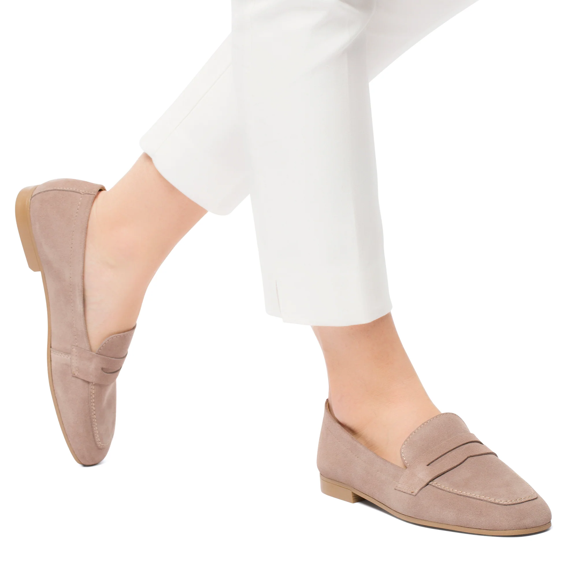 Mocassini taupe in pelle scamosciata da donna Primopiano - Image 3