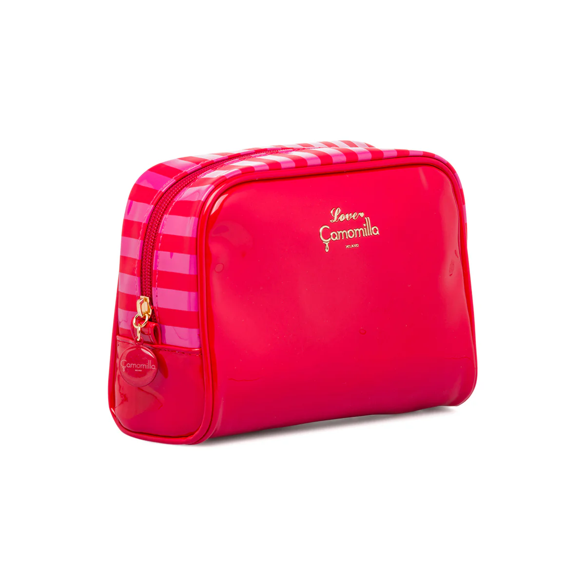 Necessaire beauty case da donna fucsia e rosso Camomilla Milano Sweet Stripes L