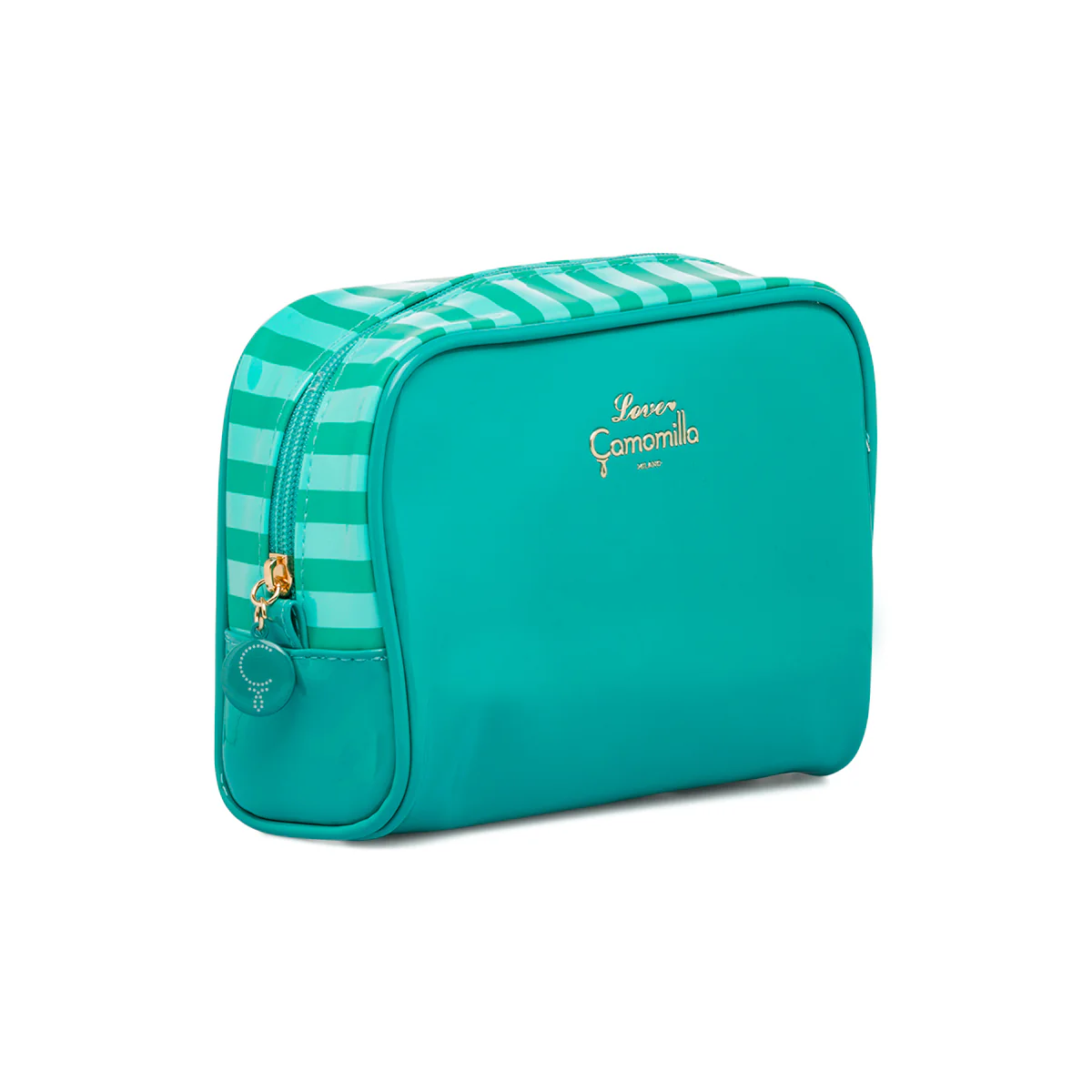 Necessaire beauty case da donna verde acqua Camomilla Milano Sweet Stripes L