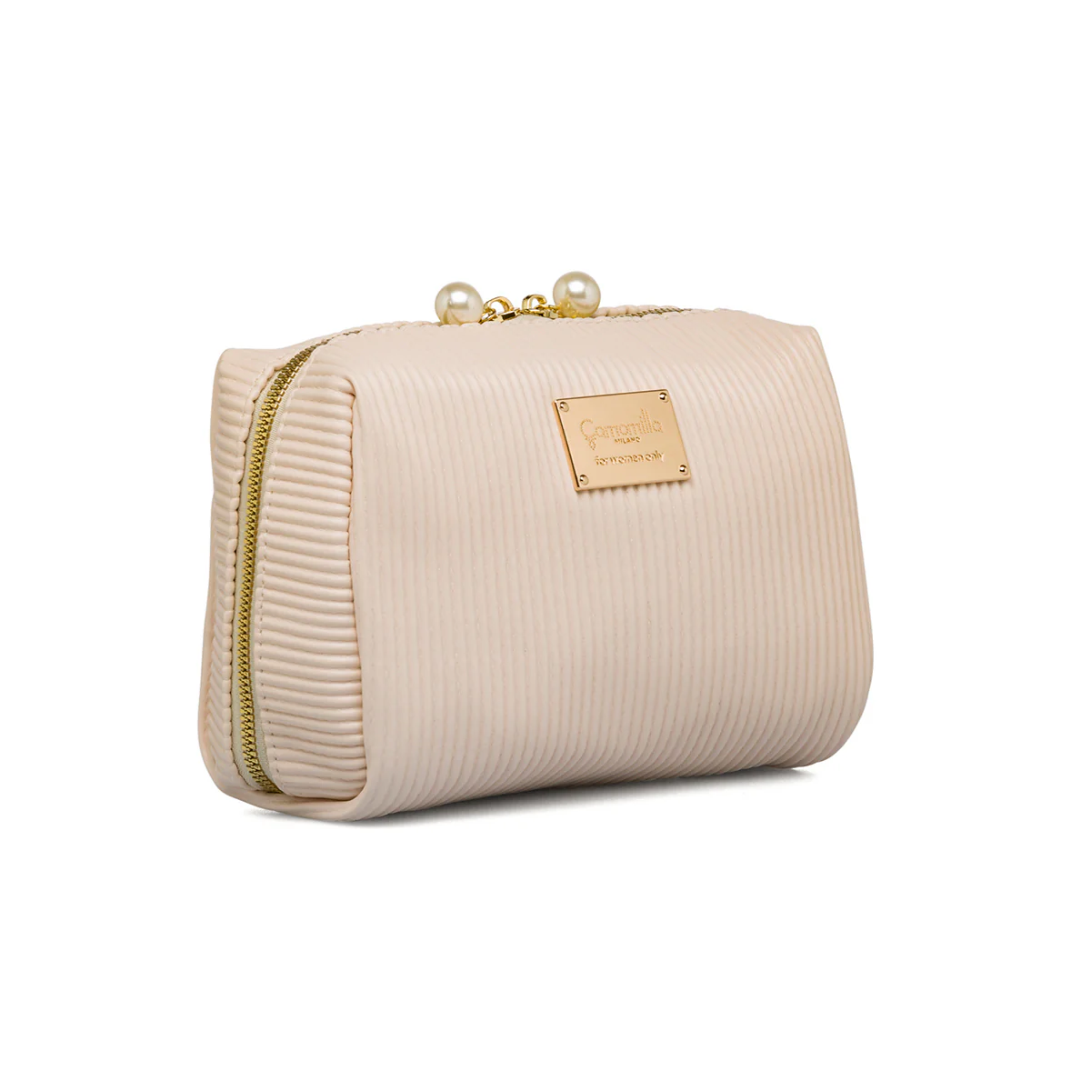Necessaire M effetto plisse bianco latte da donna Camomilla Milano - Image 2