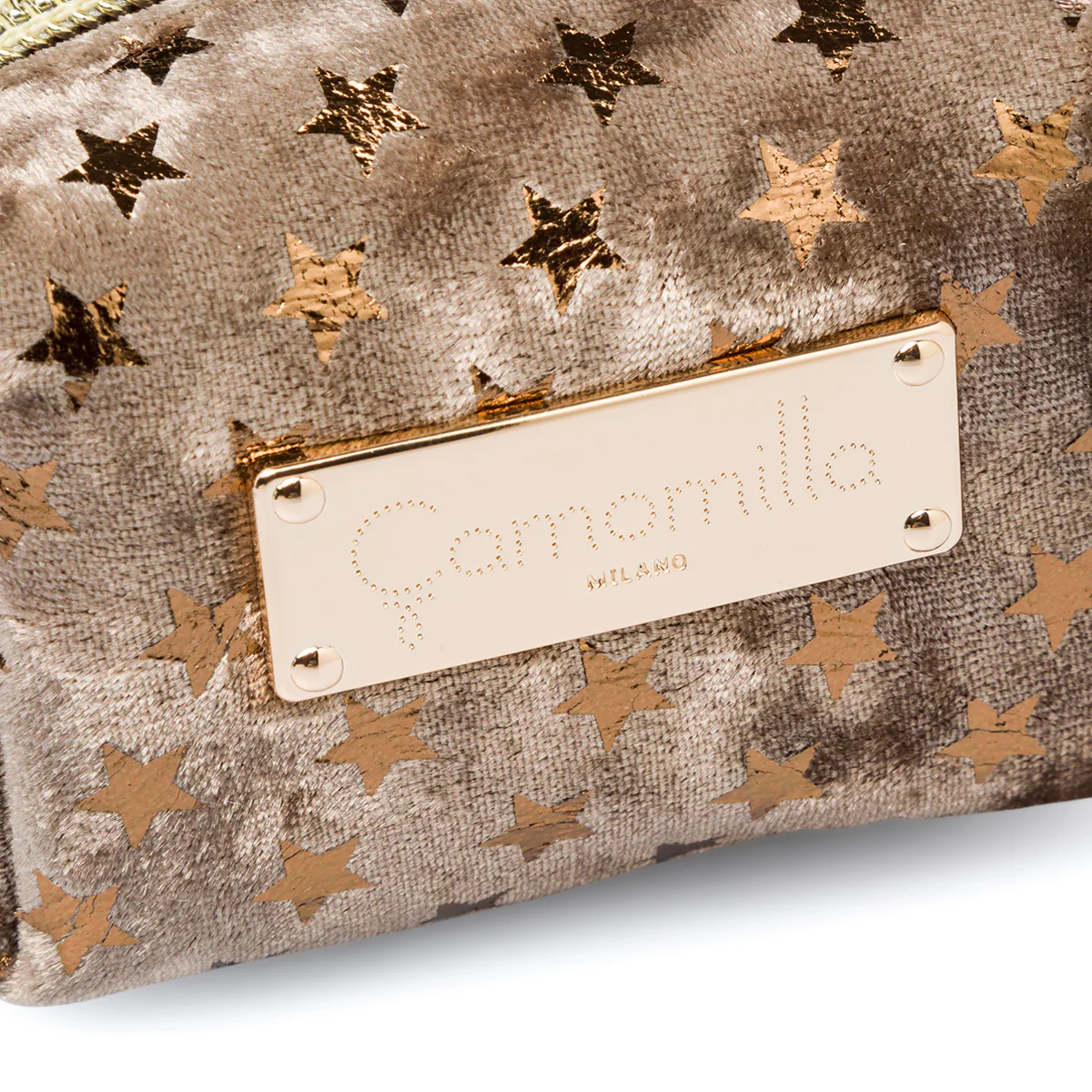 Necessaire oro e grigio da donna con chiusura a zip Camomilla Milano - Image 3