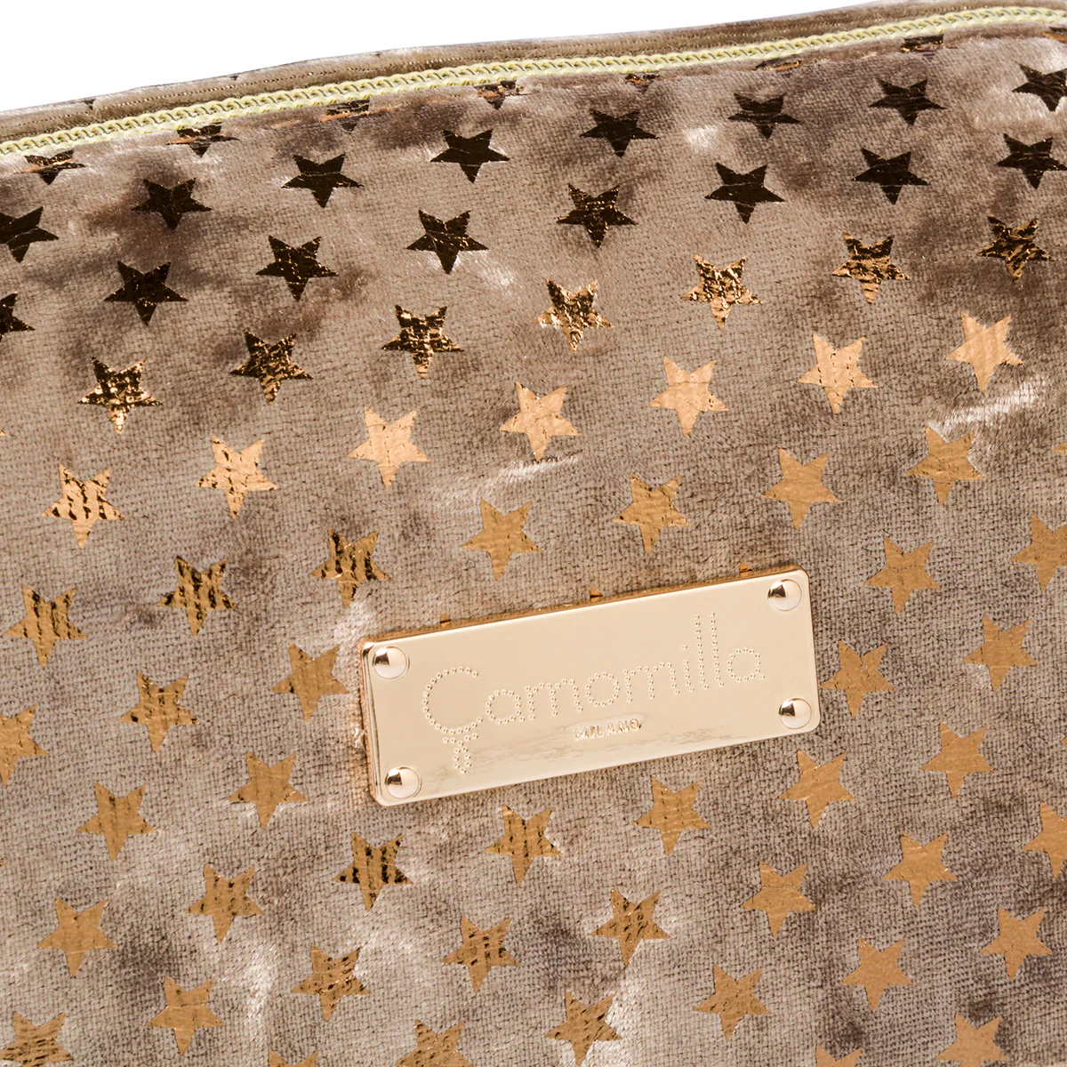Necessaire oro e grigio da donna con chiusura a zip Camomilla Milano - Image 3