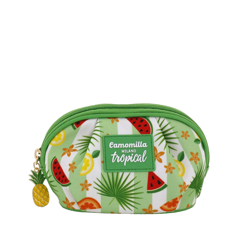 Necessaire verde con stampa tropicale e charm ananas Camomilla Milano