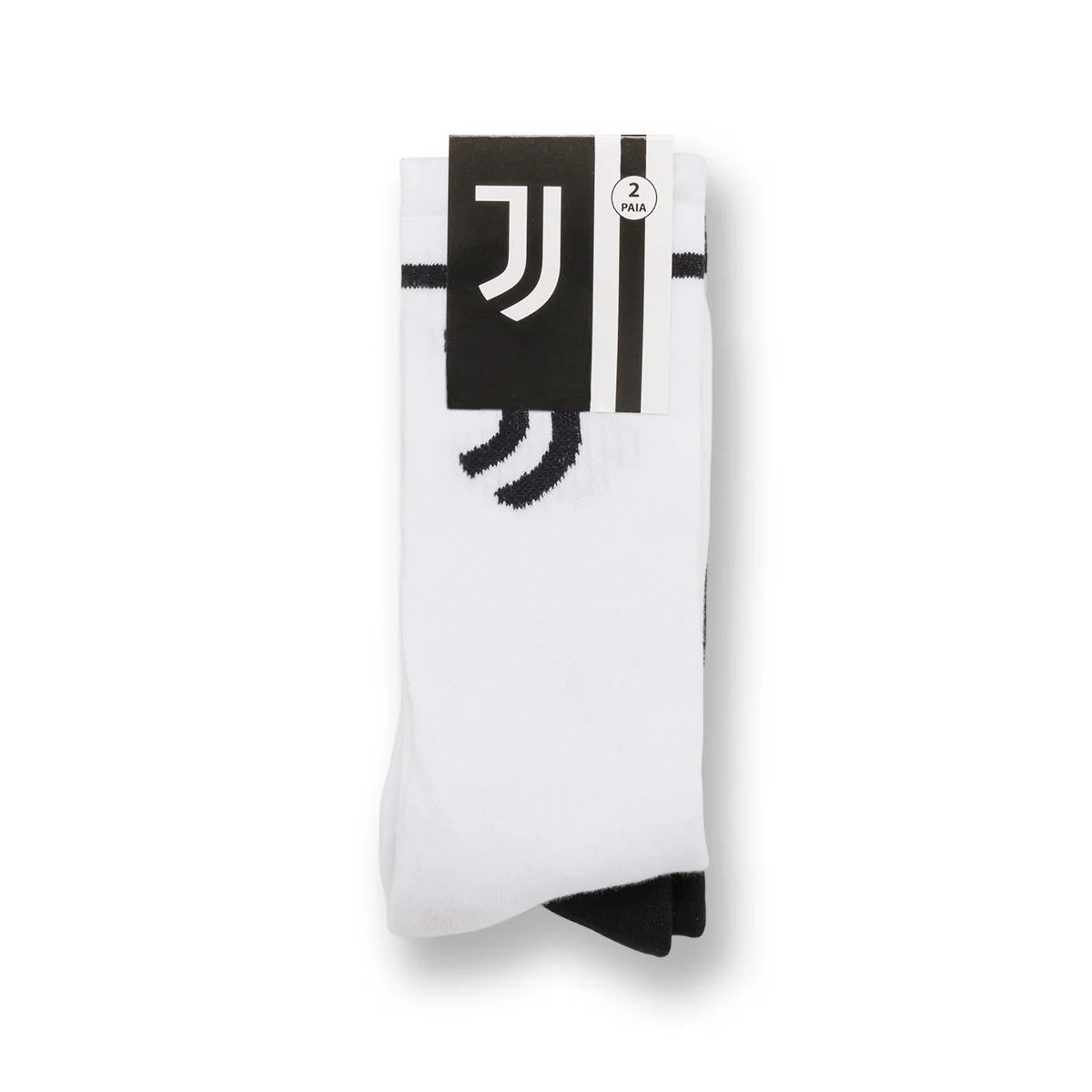 Pacco da 2 calzini alti da uomo neri e bianchi con logo Juventus