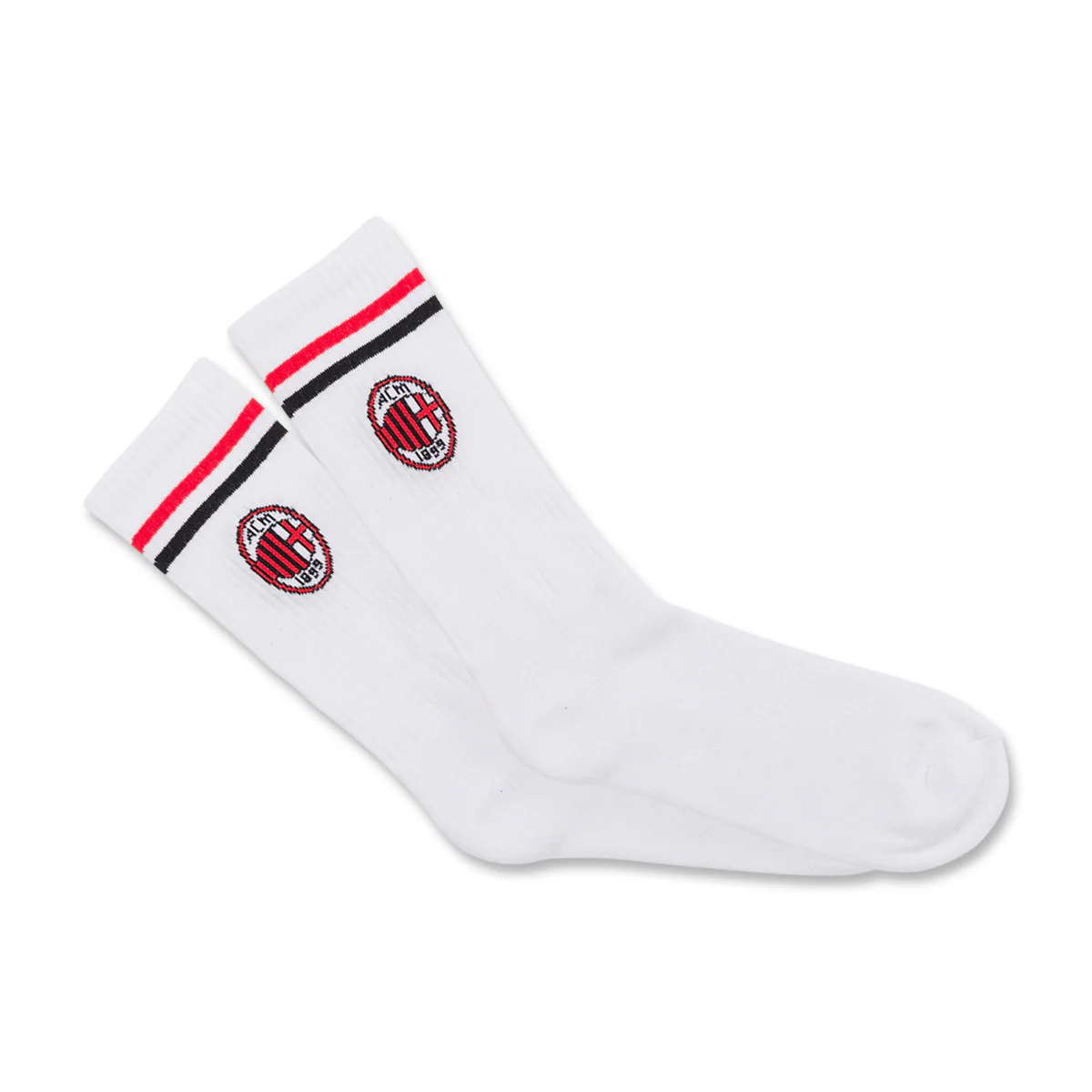 Pacco da 2 calzini alti da uomo neri e bianchi con logo Milan - Image 2