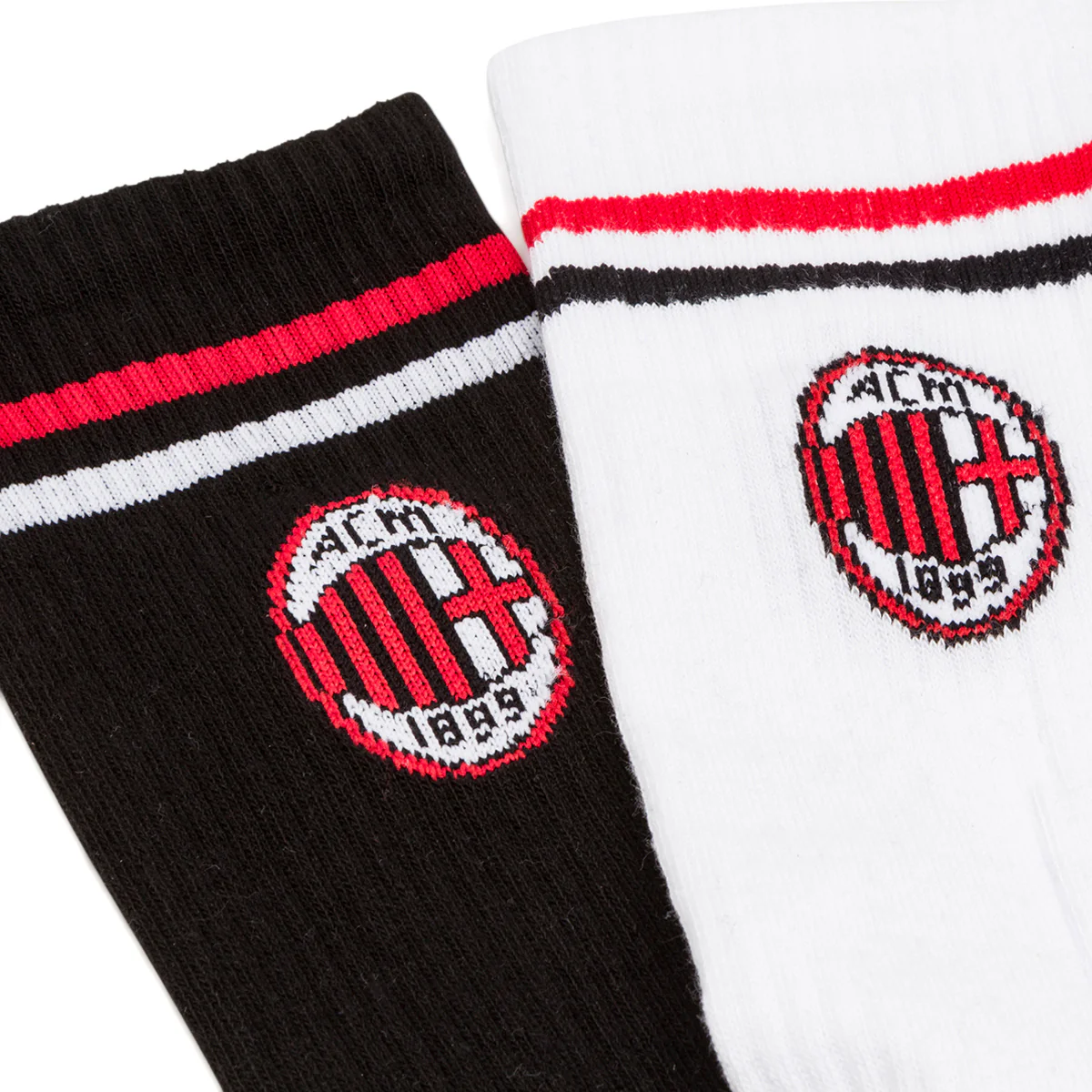 Pacco da 2 calzini alti da uomo neri e bianchi con logo Milan - Image 6