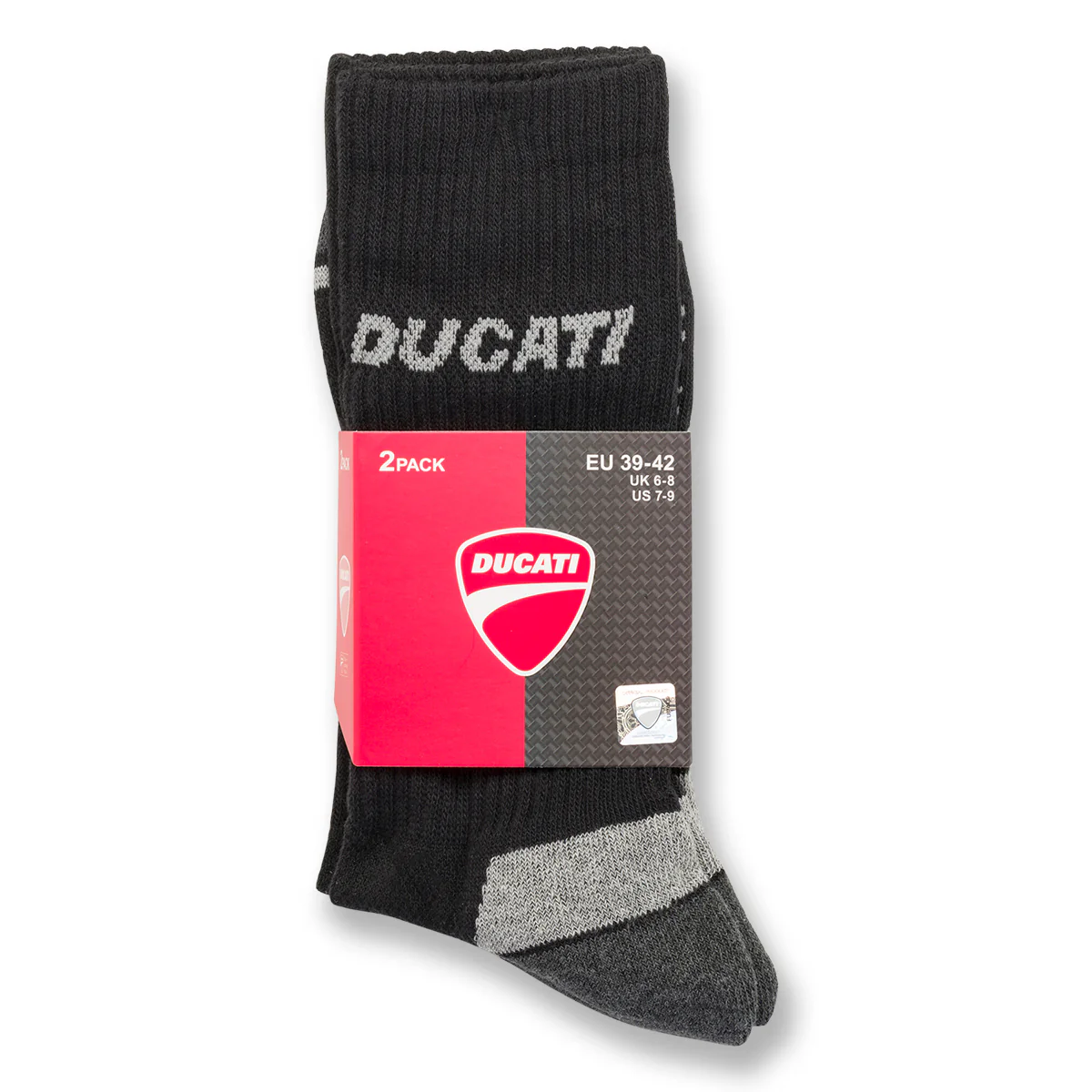 Pacco da 2 paia di calzini neri e grigi da uomo Ducati