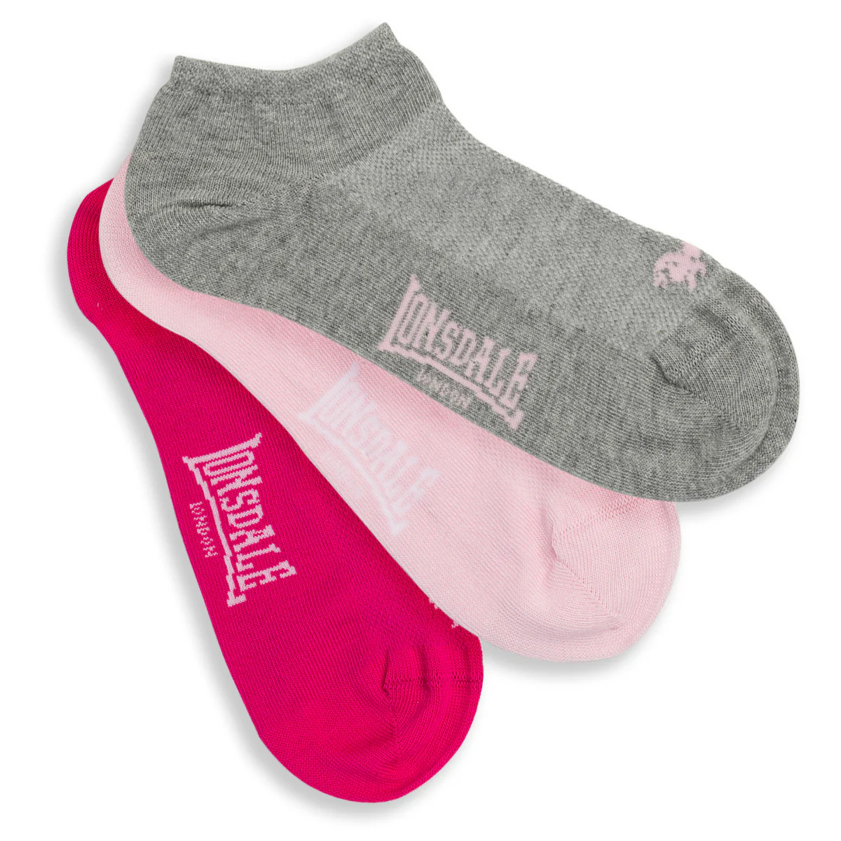 Pacco da 3 paia di calzini grigi, fucsia e rosa da uomo Lonsdale - Image 3