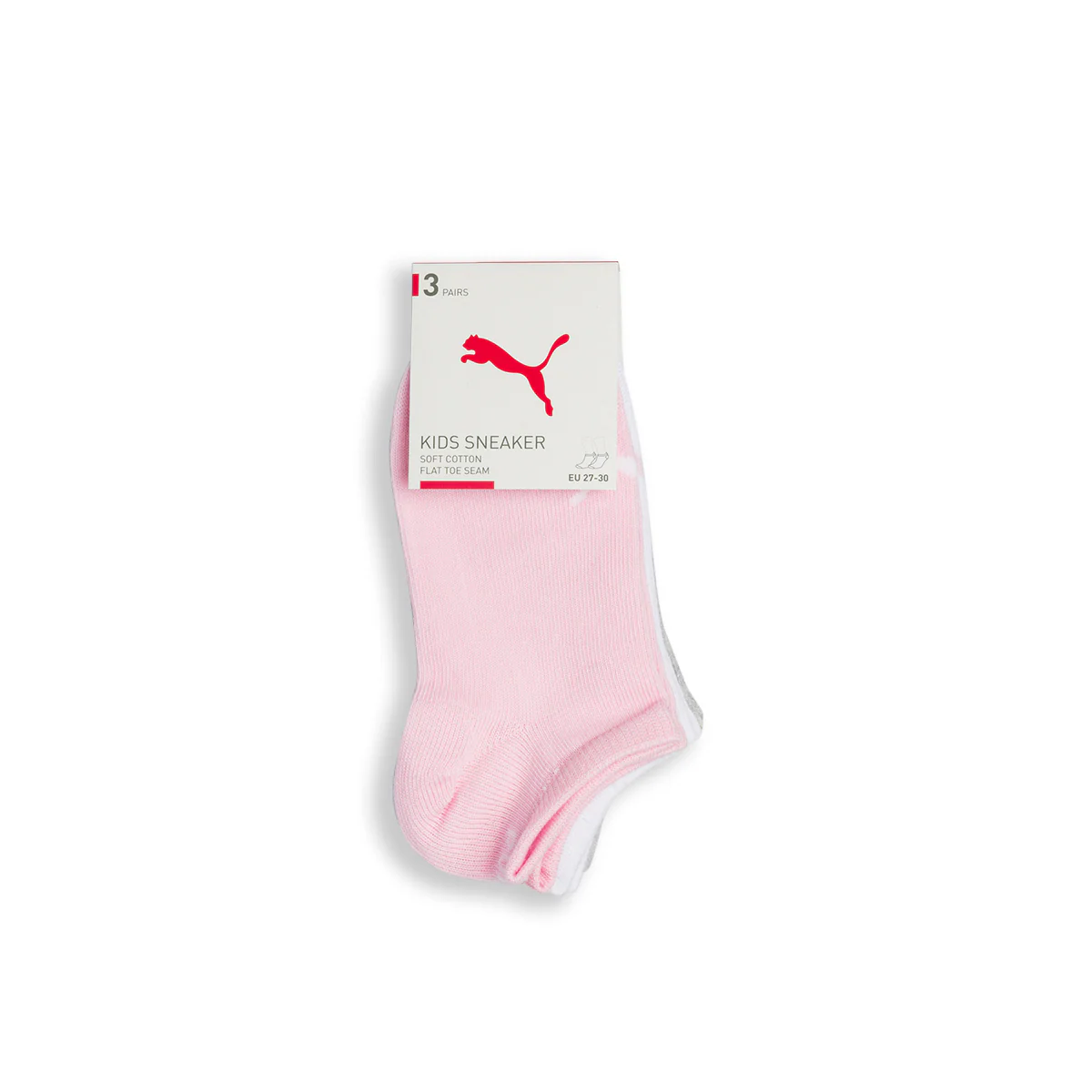 Pacco da 3 paia di calzini rosa, bianchi e grigi da bambina Puma