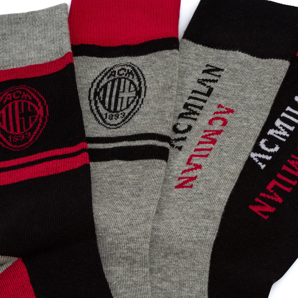 Pacco da 4 paia di calzini grigi, neri e rossi da uomo con logo Milan - Image 3