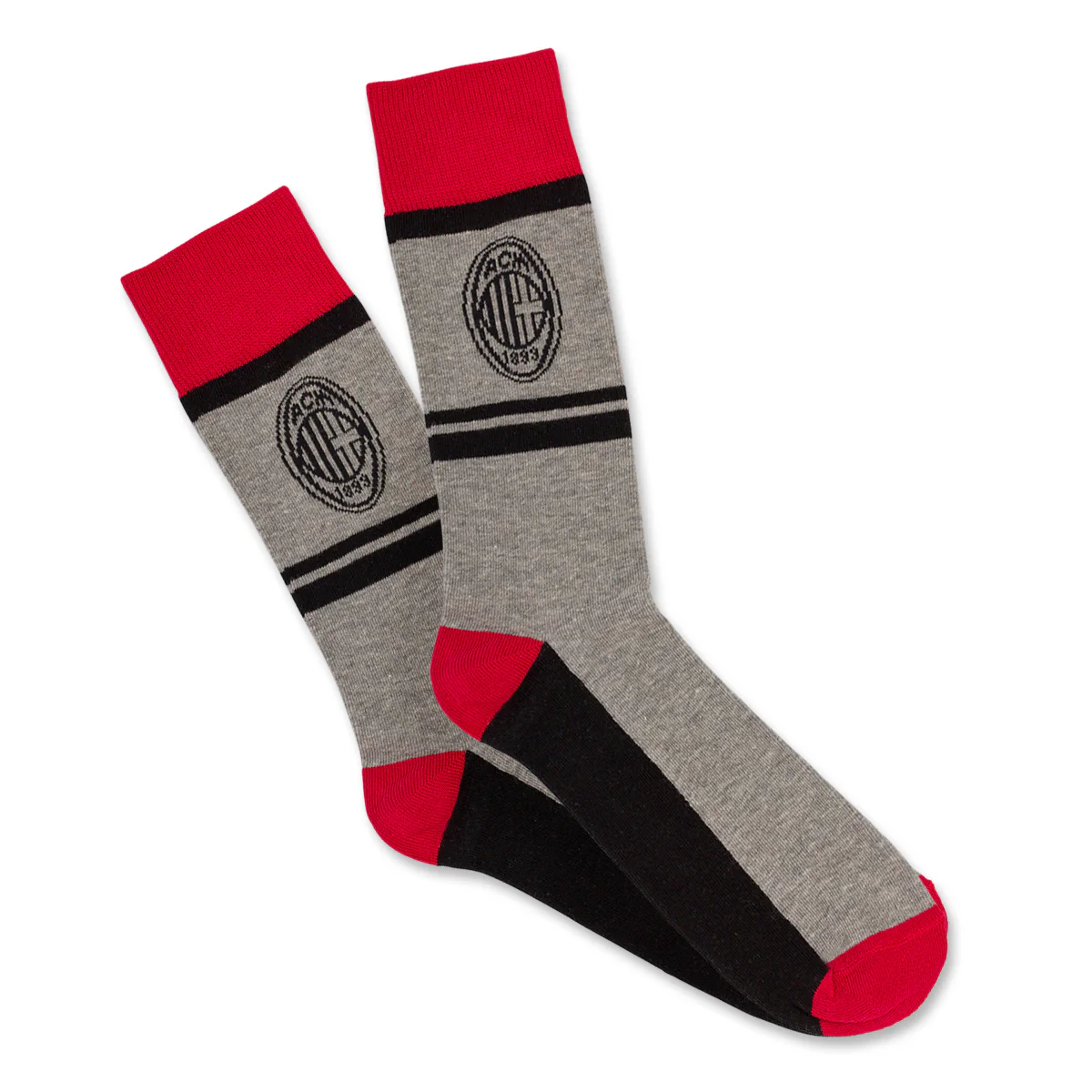 Pacco da 4 paia di calzini grigi, neri e rossi da uomo con logo Milan - Image 6
