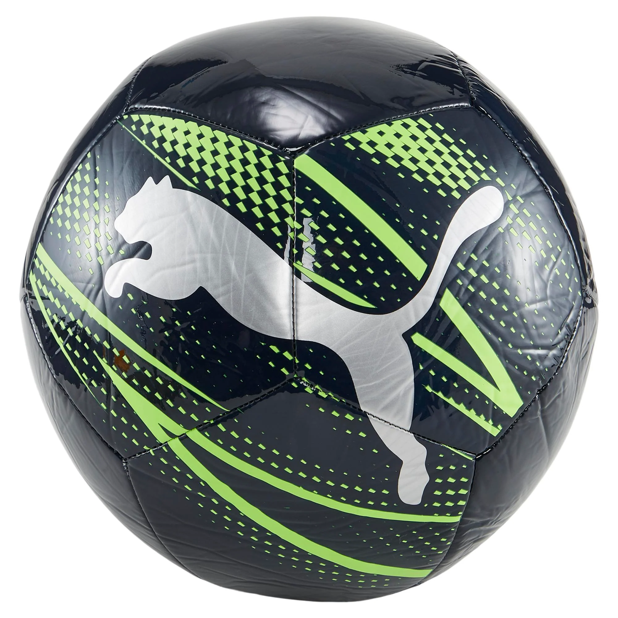 Pallone da calcio nero e giallo con logo grigio Puma Attacanto