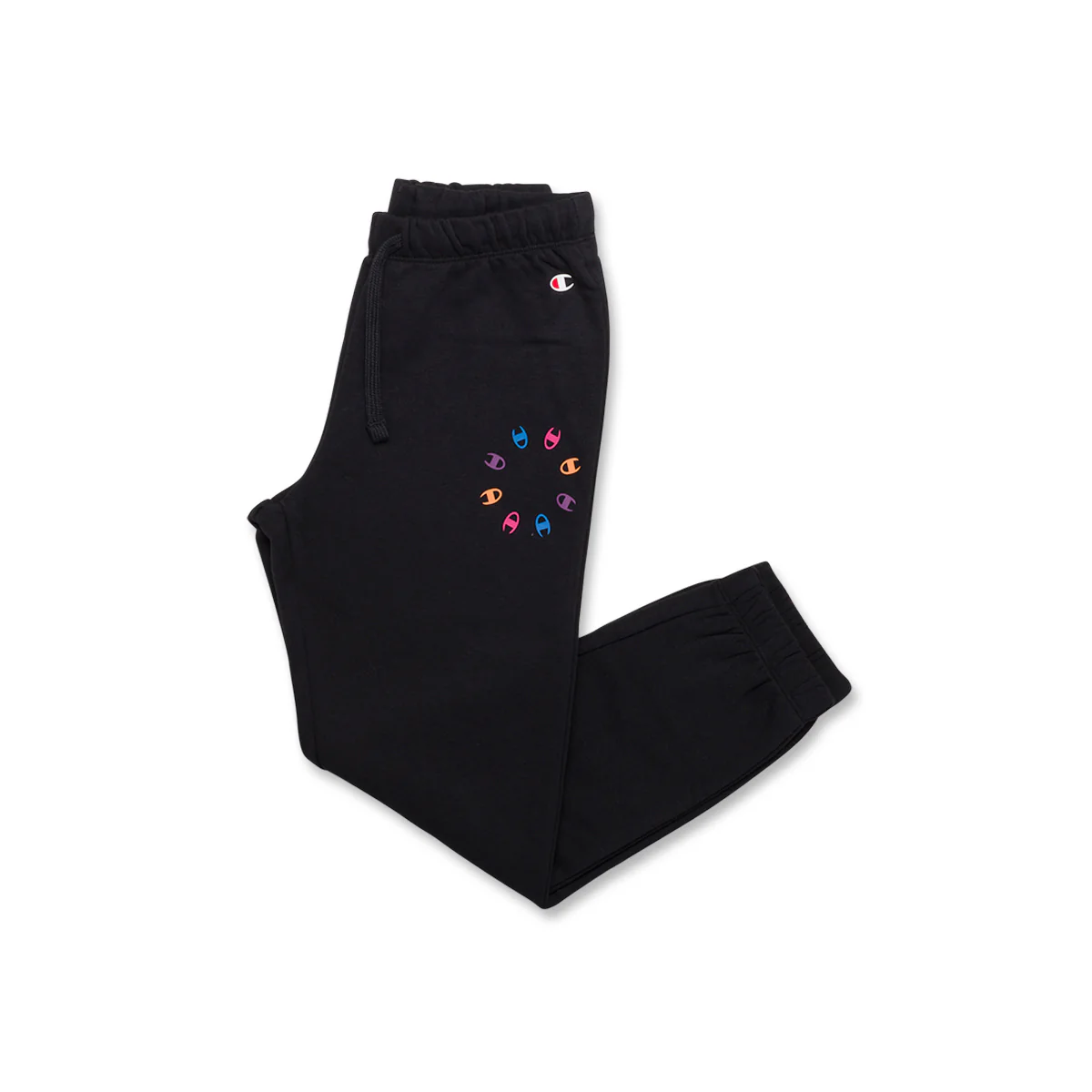 Pantaloni sportivi neri da bambina con loghi multicolore Champion - Image 3