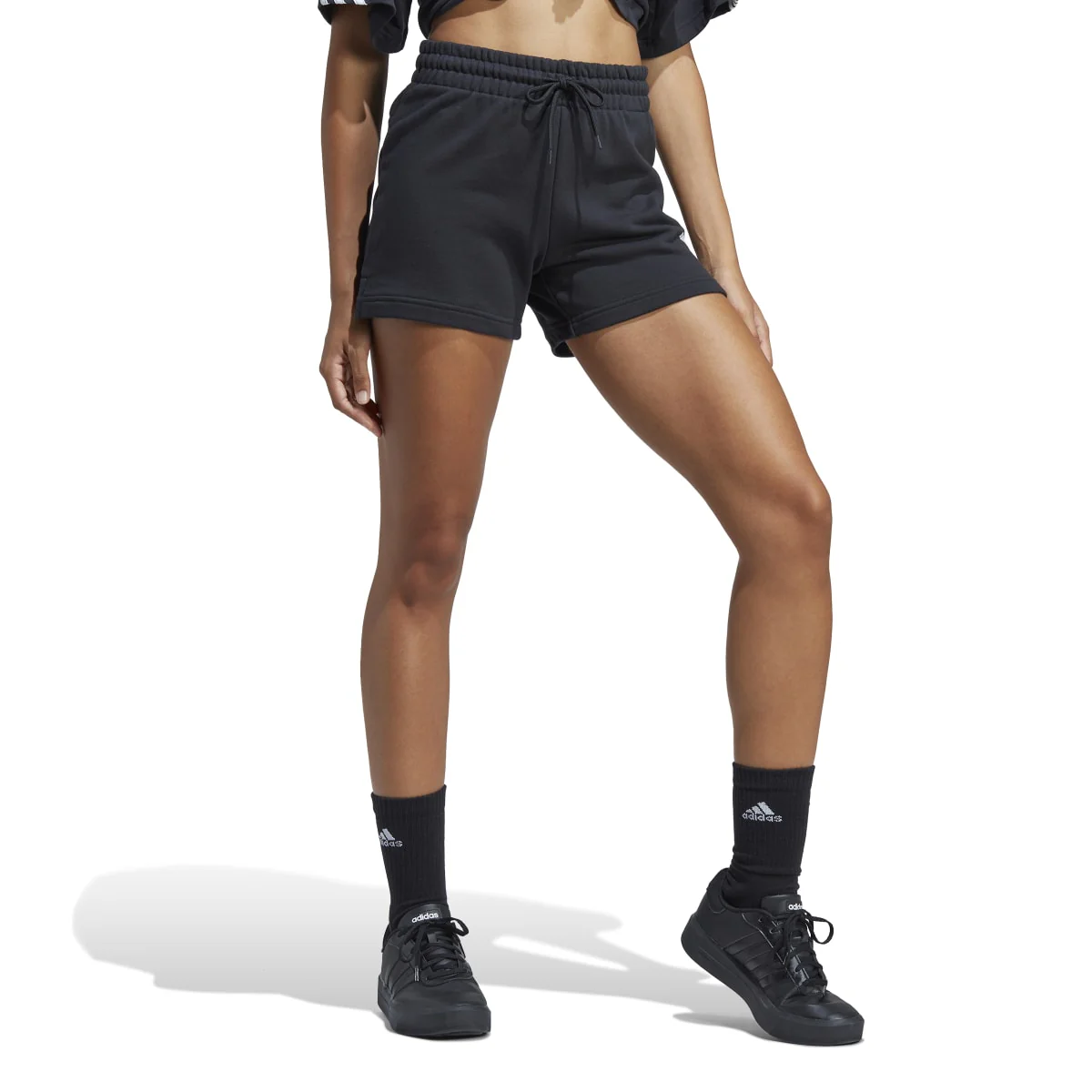 Pantaloncini neri da donna adidas Essentials Linear French Terry - Image 5