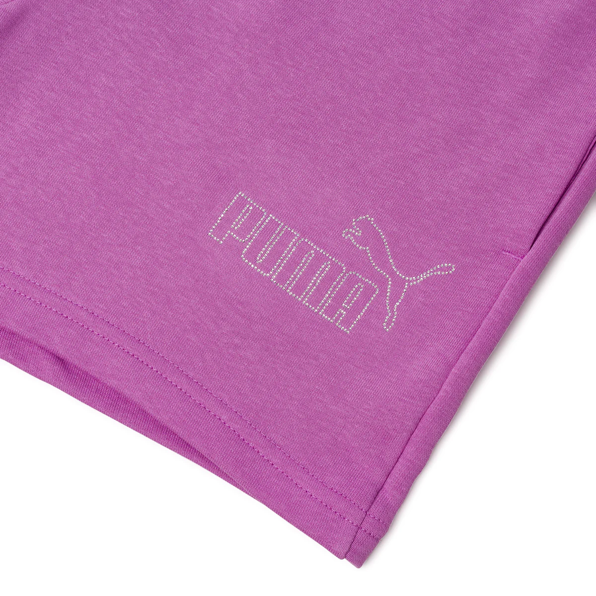 Pantaloncini sportivi viola da Donna con logo strass Puma ESS - Image 3
