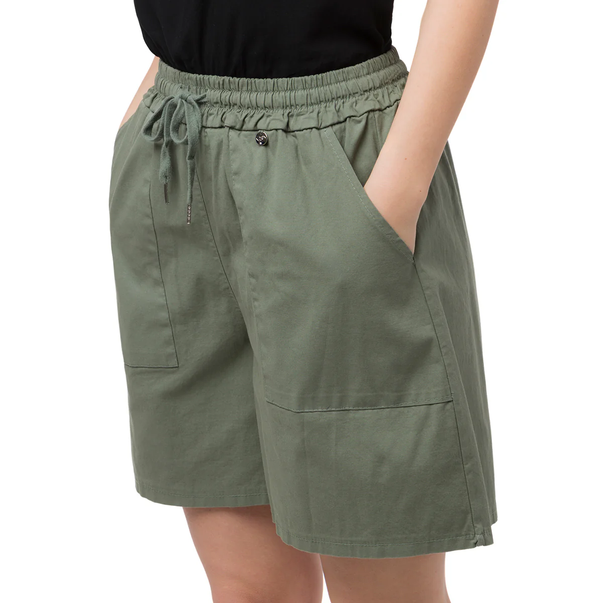 Pantaloncini verde militare da donna con tasche Swish Jeans