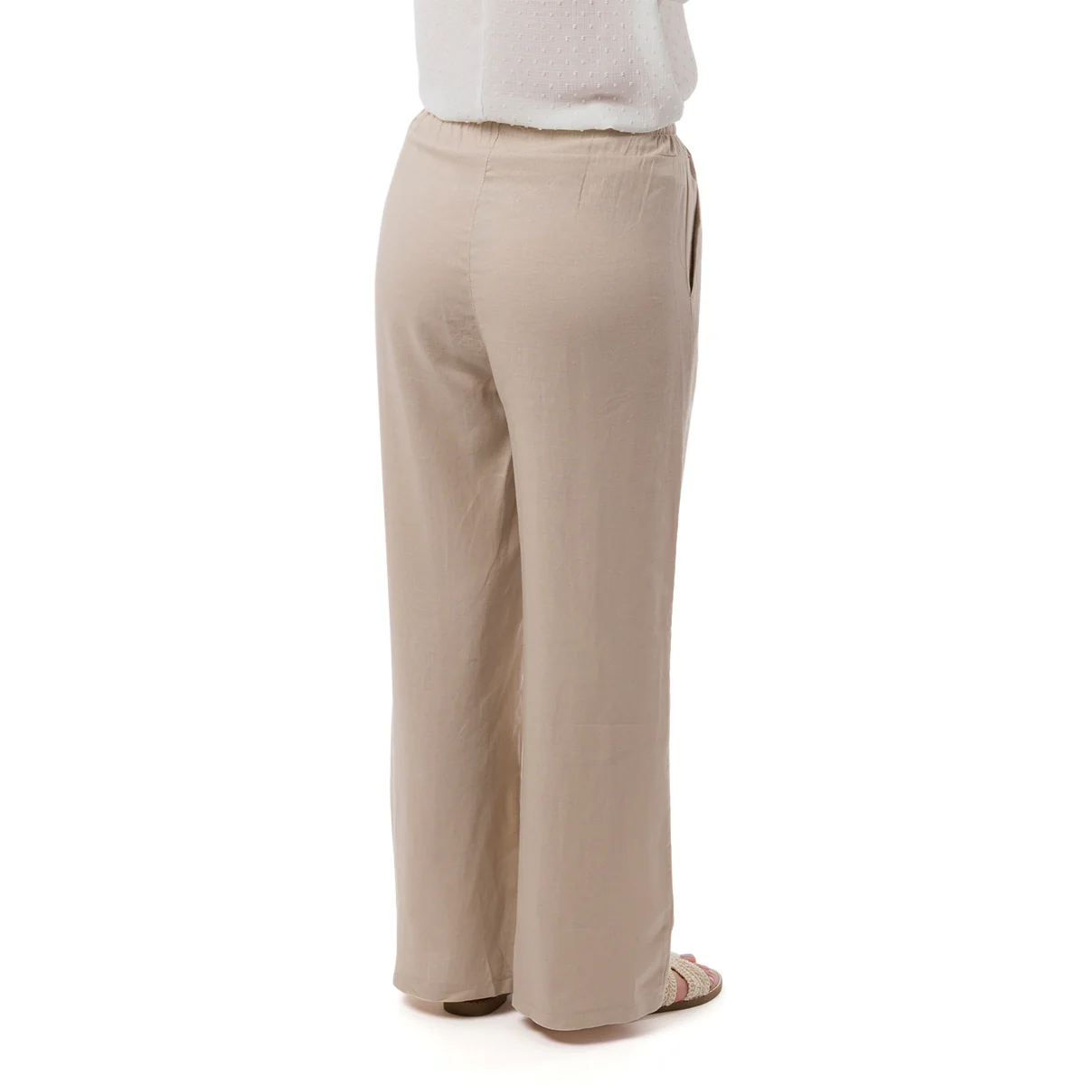 Pantaloni a Campana Beige da Donna in Misto Lino con Coulisse  Swish Jeans - Image 2