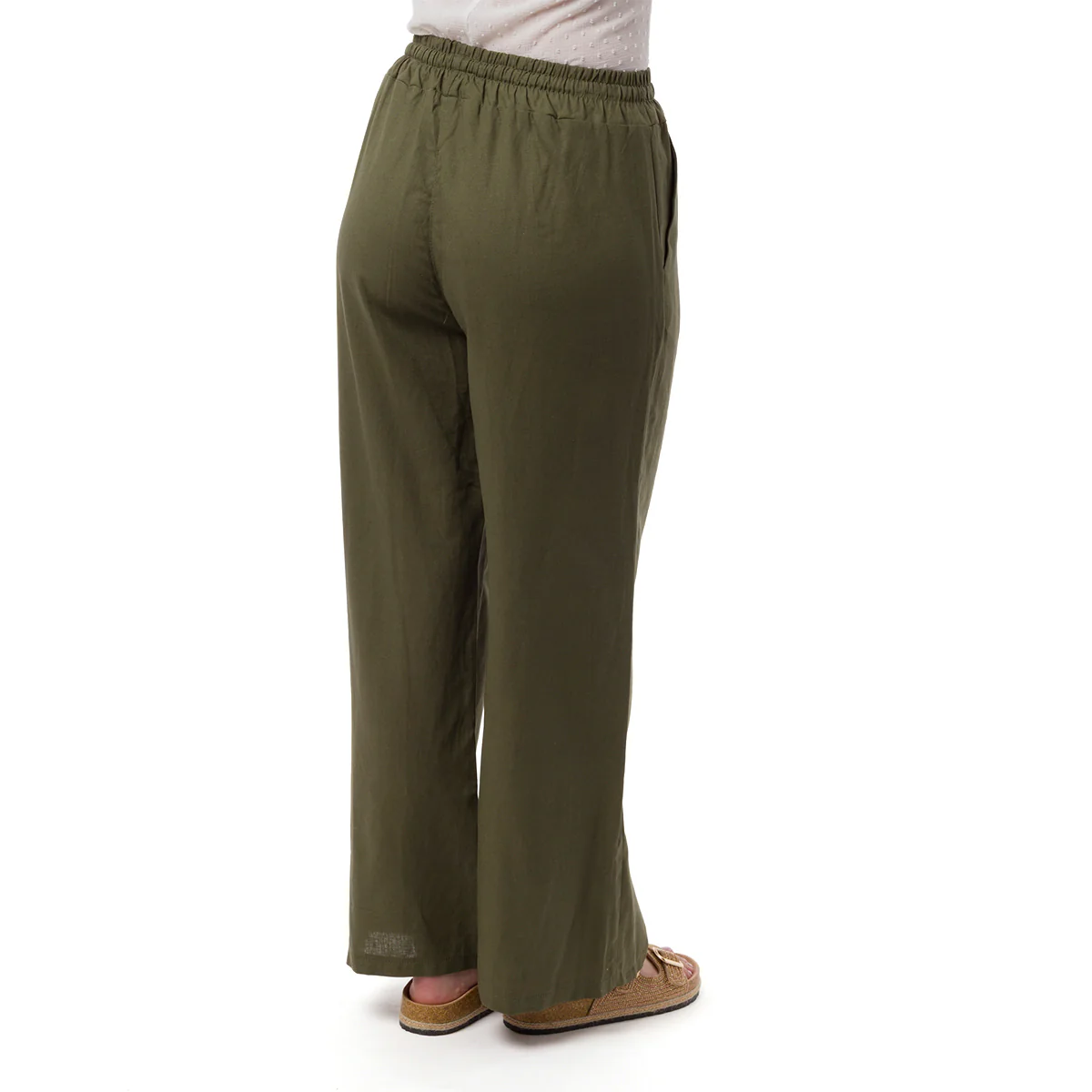 Pantaloni a Campana Verdi da Donna in Misto Lino con Coulisse  Swish Jeans - Image 2