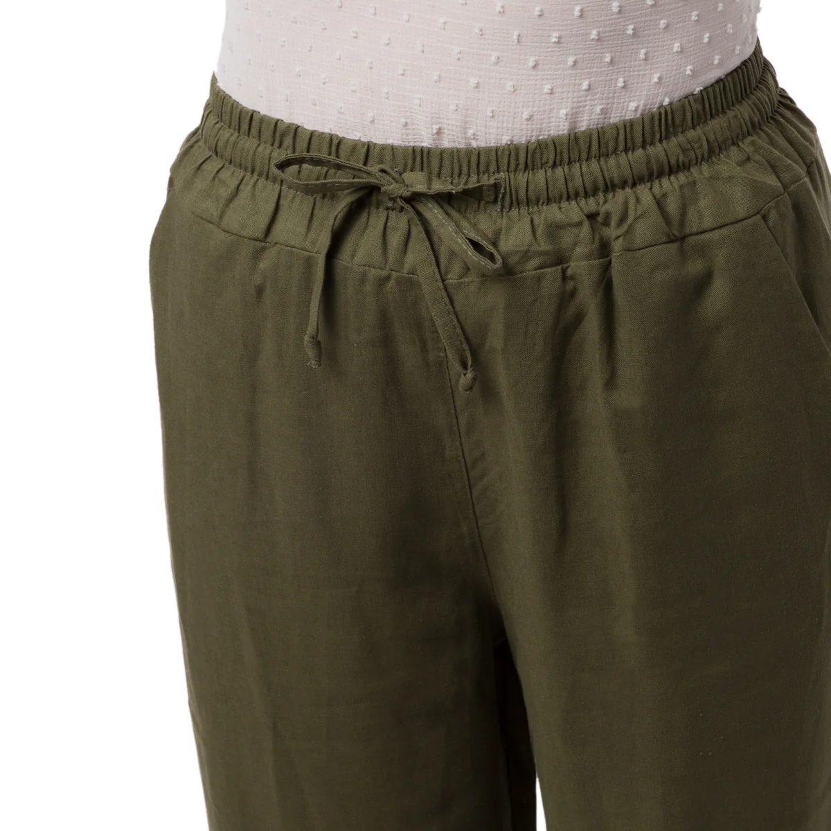 Pantaloni a Campana Verdi da Donna in Misto Lino con Coulisse  Swish Jeans - Image 3