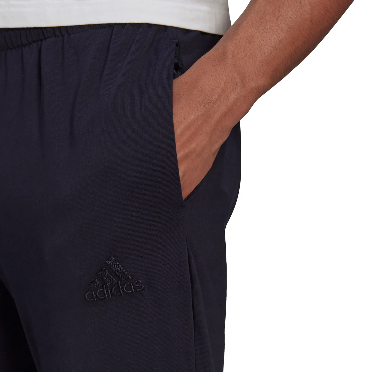 Pantaloni blu da uomo adidas Essentials Single Jersey Tapered Elastic Cuff Logo - Image 4
