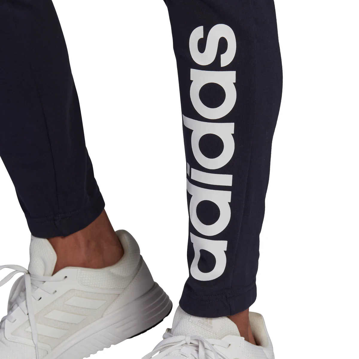 Pantaloni blu da uomo adidas Essentials Single Jersey Tapered Elastic Cuff Logo - Image 5