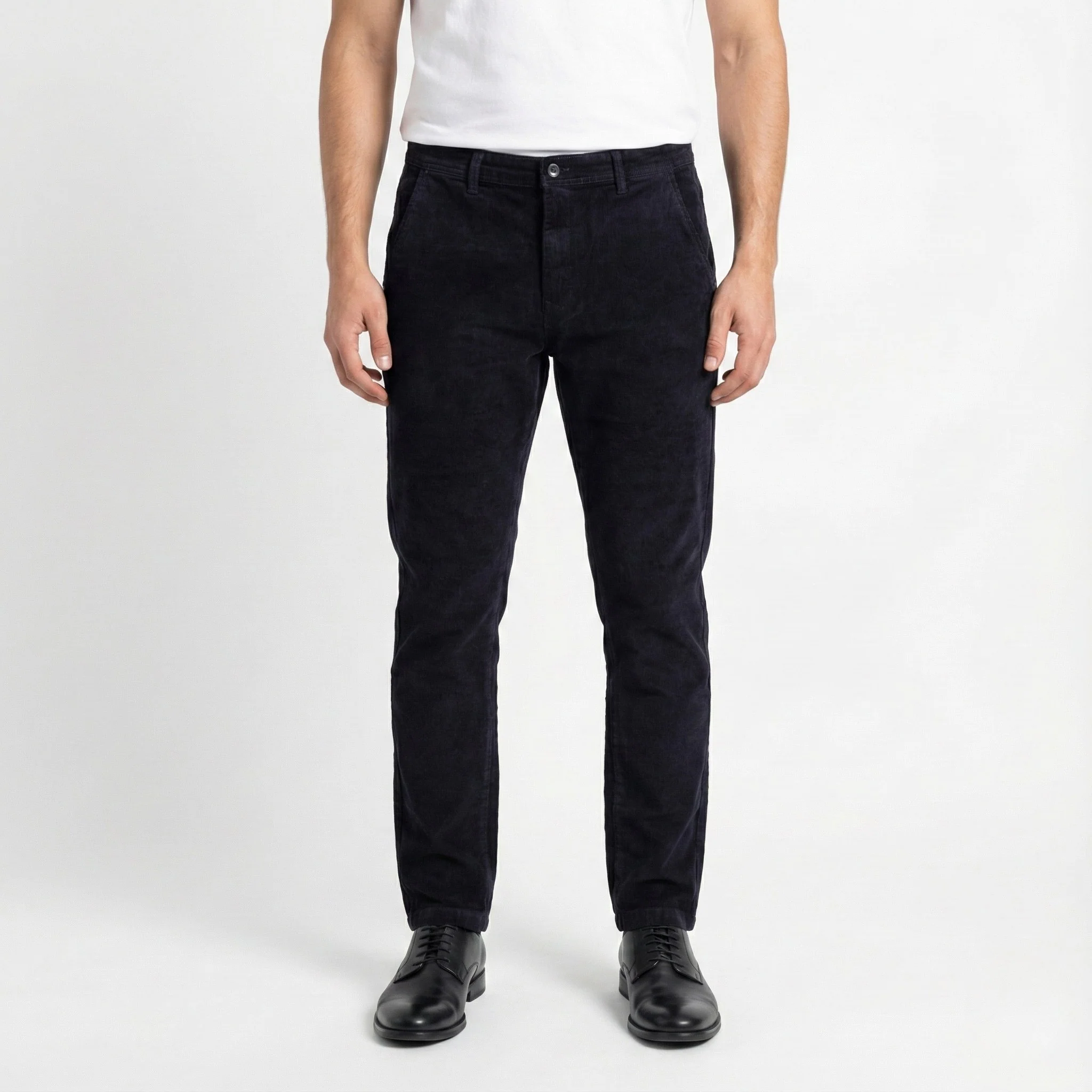 Pantaloni chino blu effetto velluto a coste in cotone Navy Sails