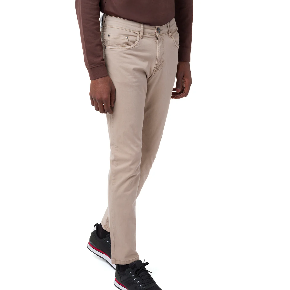 Pantaloni Chino da Uomo Beige con Vestibilità Slim e Tasche Laterali Navy Sail
