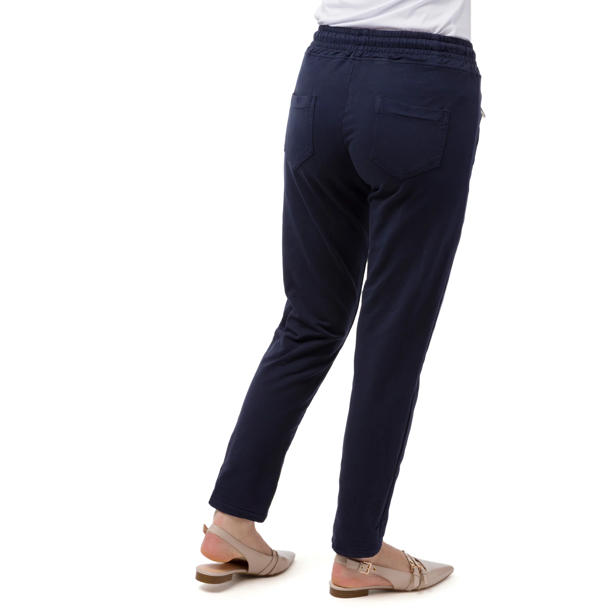 Pantaloni elasticizzati in felpa blu scuro da Donna con tasche Swish Jeans - Image 3
