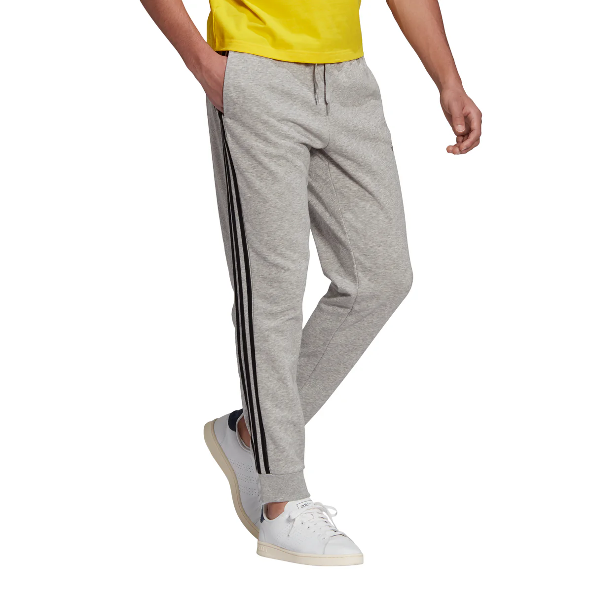 Pantaloni grigi adidas Essentials French Terry Tapered Cuff 3-Stripes