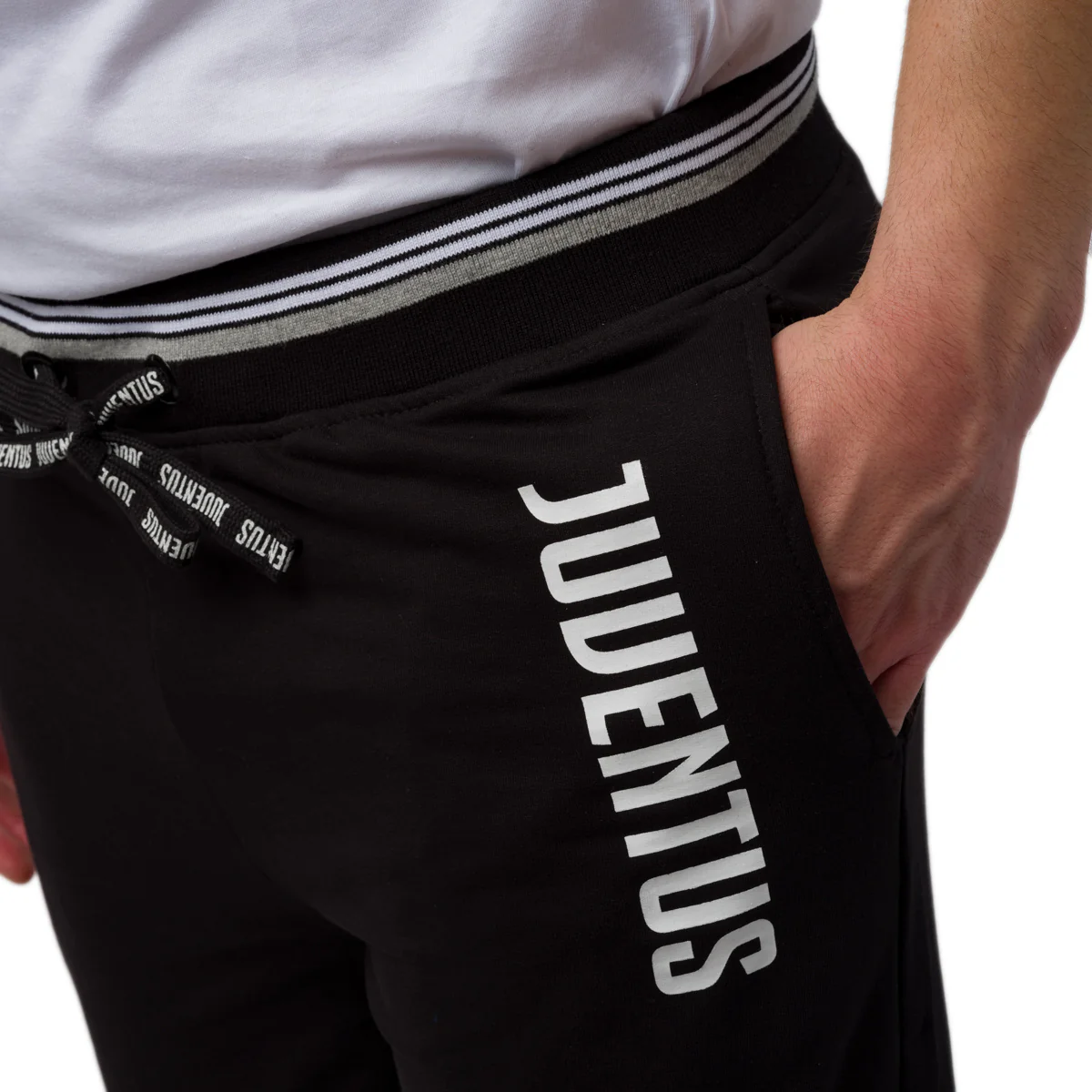 Pantaloni joggers da uomo neri e bianchi con logo Juventus - Image 3