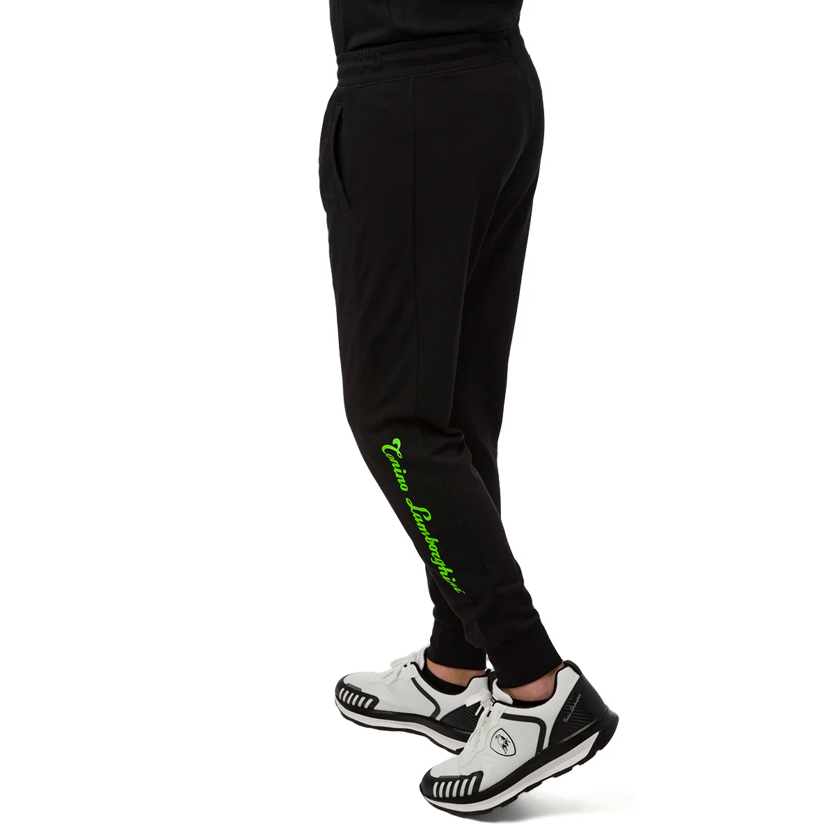 Pantaloni joggers neri da uomo con dettagli in verde Tonino Lamborghini - Image 2