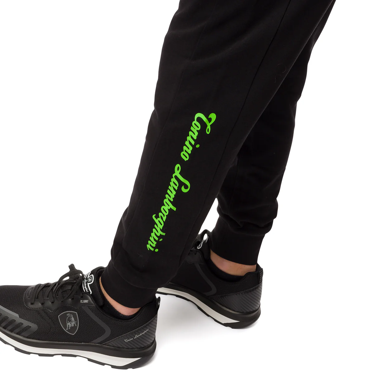 Pantaloni joggers neri da uomo con dettagli in verde Tonino Lamborghini - Image 3