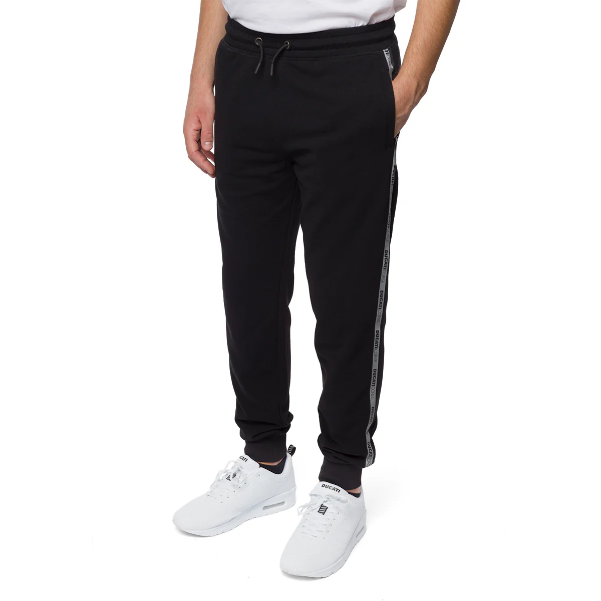 Pantaloni joggers neri da uomo con fettuccia logata Ducati Corse