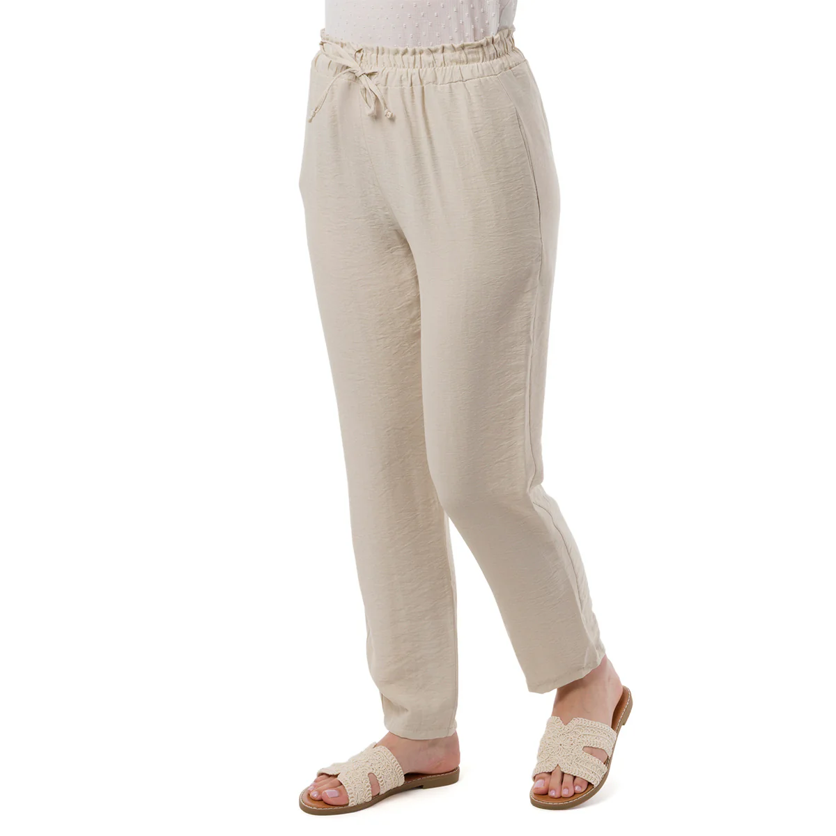 Pantaloni Leggeri Beige da Donna con coulisse in Vita Swish Jeans