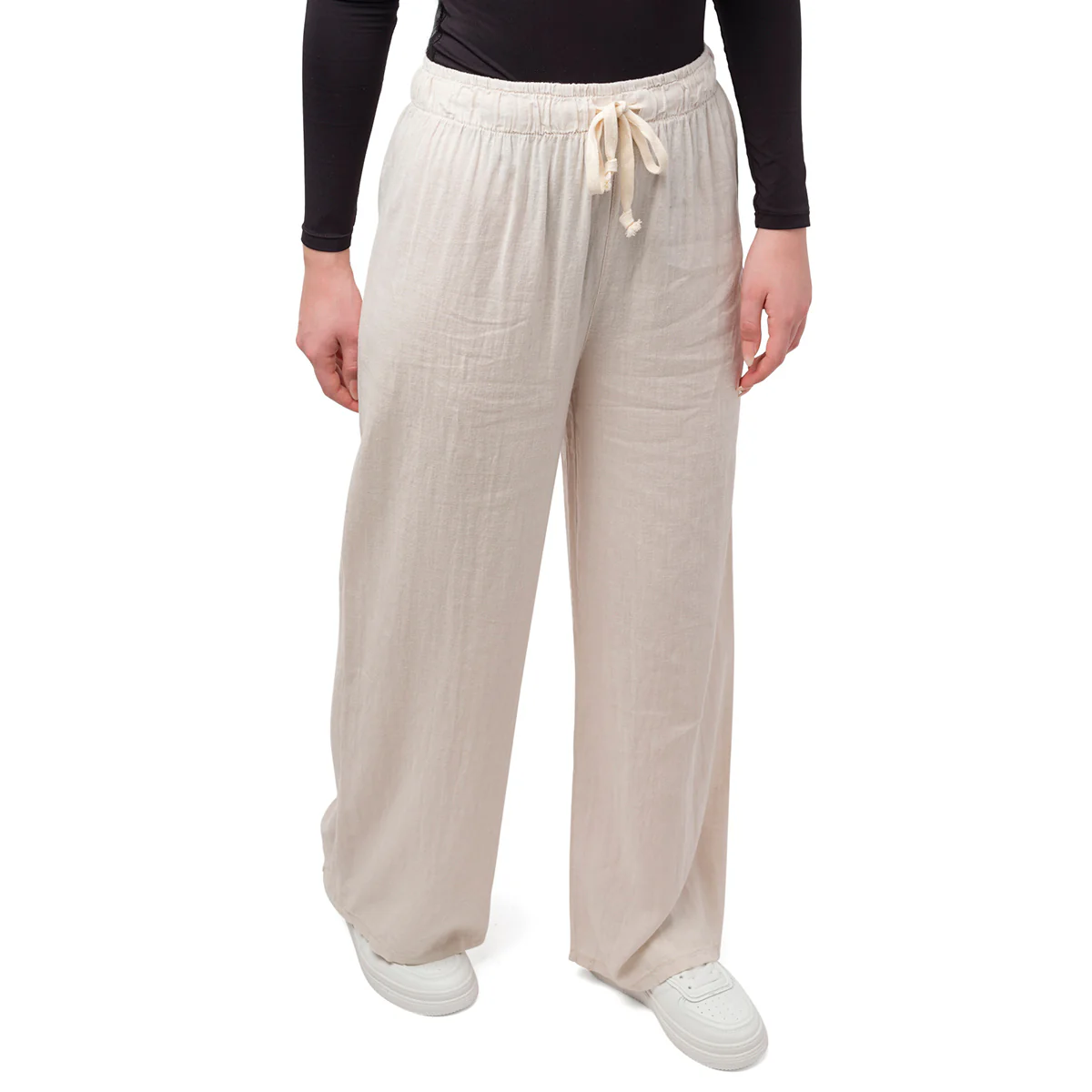 Pantaloni lunghi da donna beige misto lino Swish Jeans